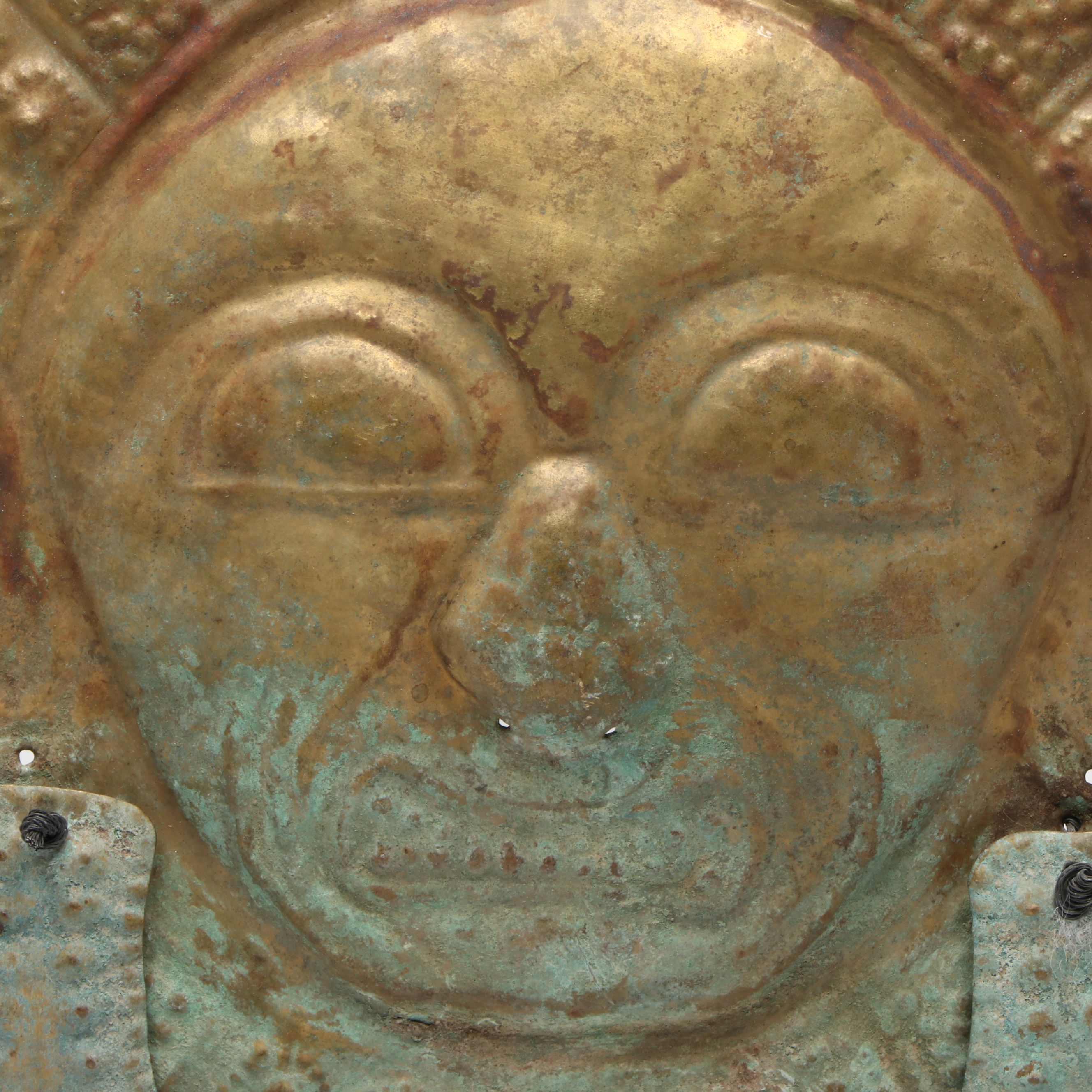 Pre-Columbian Style Gilt Copper Mask