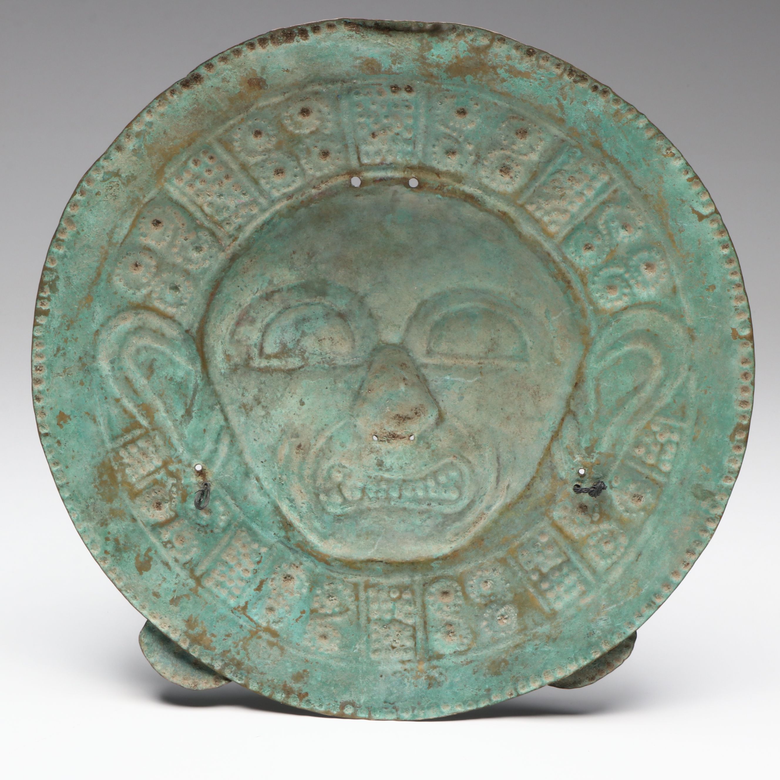 Pre-Columbian Style Gilt Copper Mask
