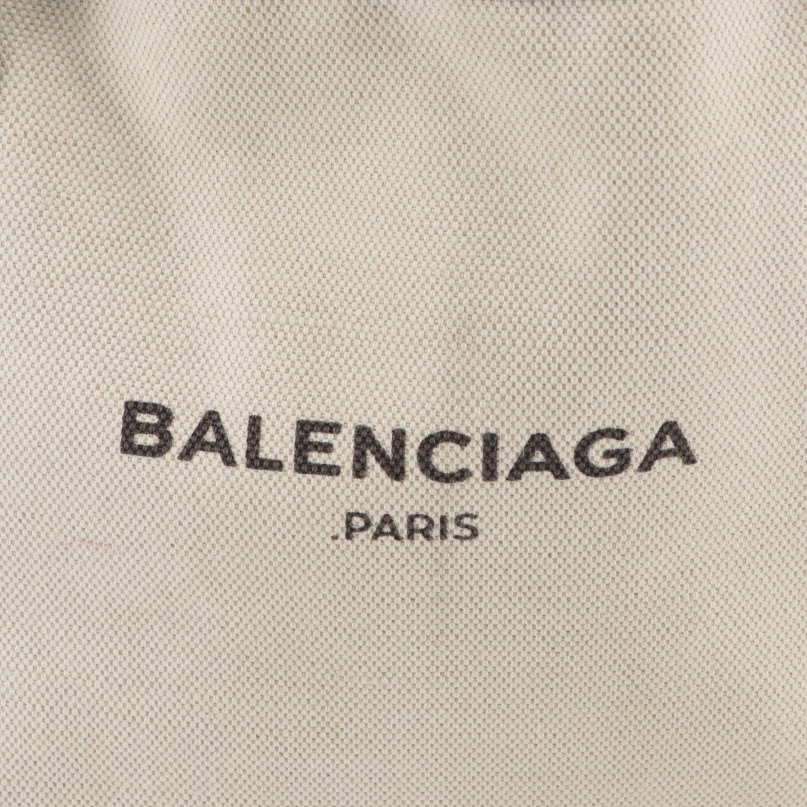 Balenciaga Small Cabas Tote Bag & Zip Pouch in Black and White Canvas & Leather