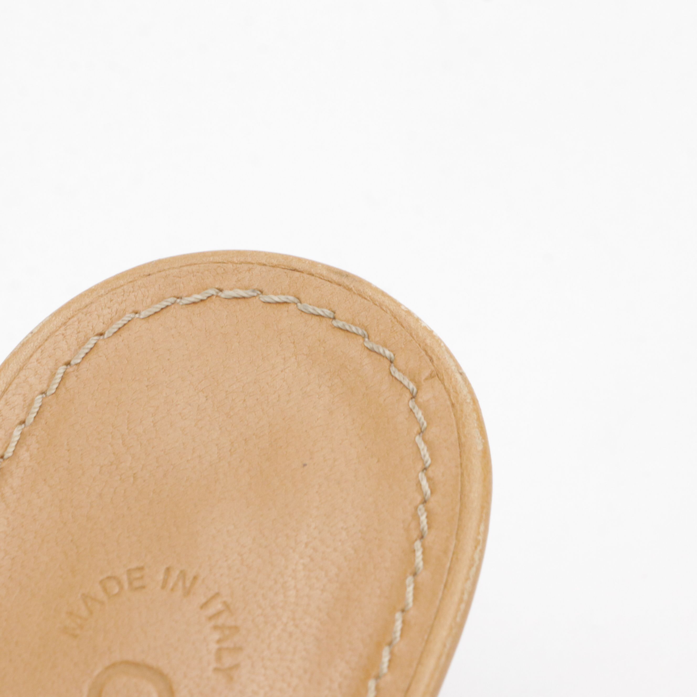 Chanel CC Kitten Heel Leather Sandals with Contrast Stitching and Box