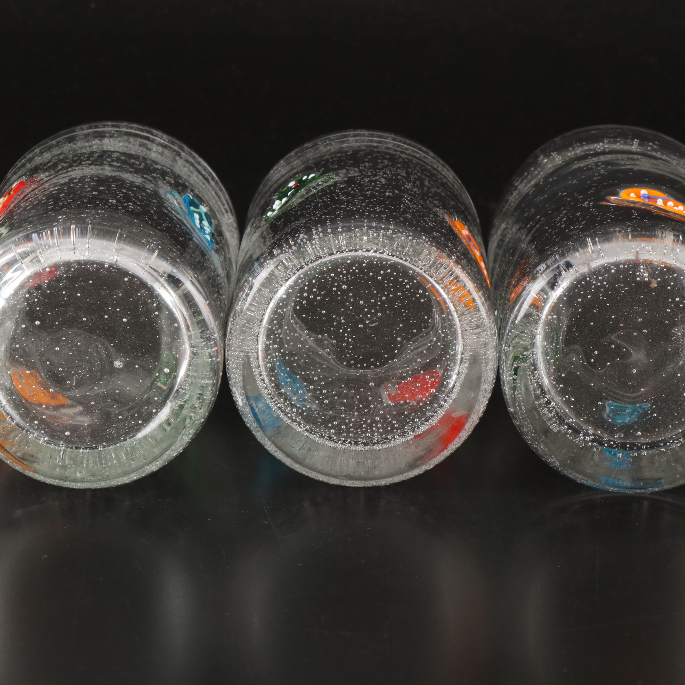 Flip-Flop Blown Bubble Art Glass Flat Tumblers, Late 20th/Early 20th Century