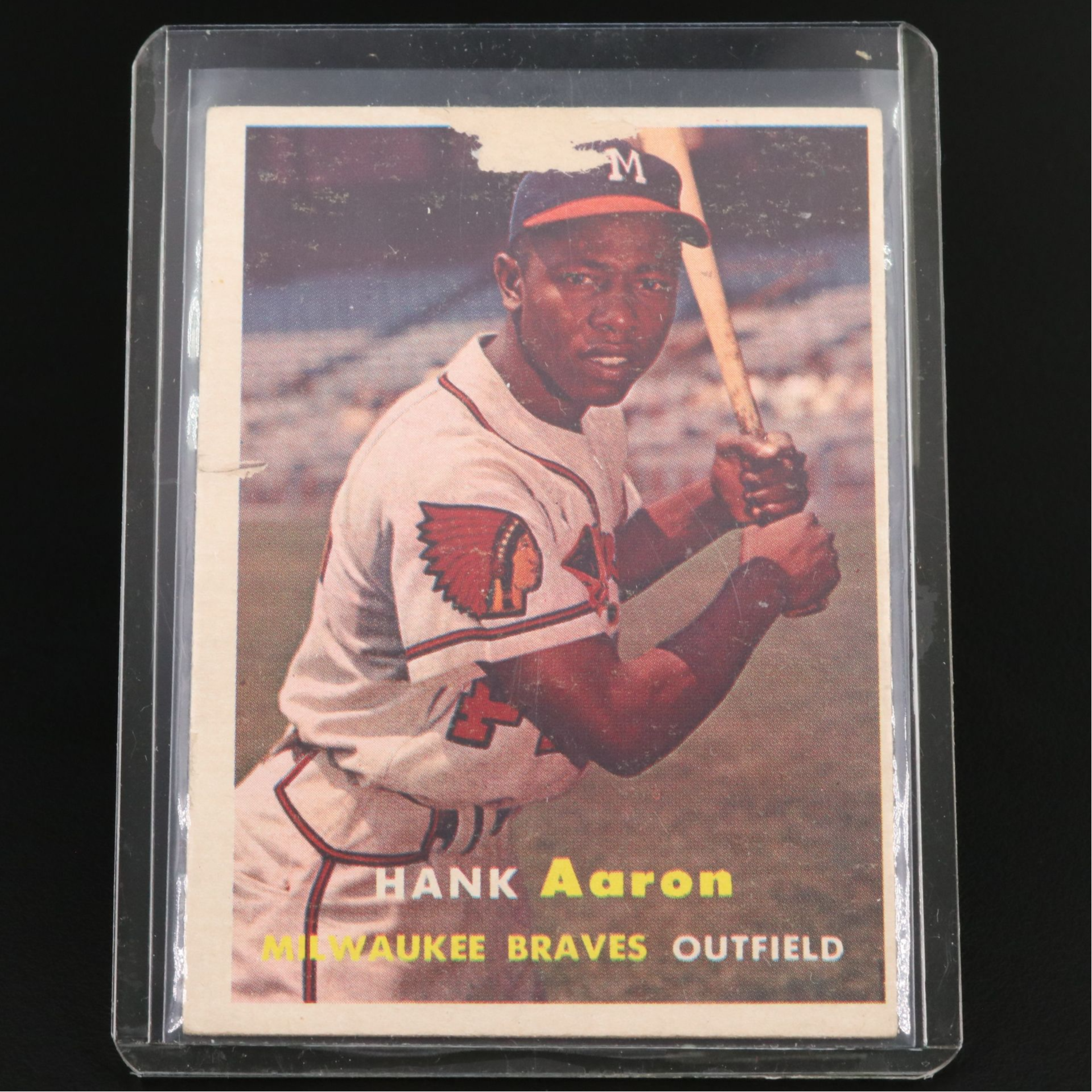 1957 Topps Hank Aaron Milwaukee Braves Baseball Card