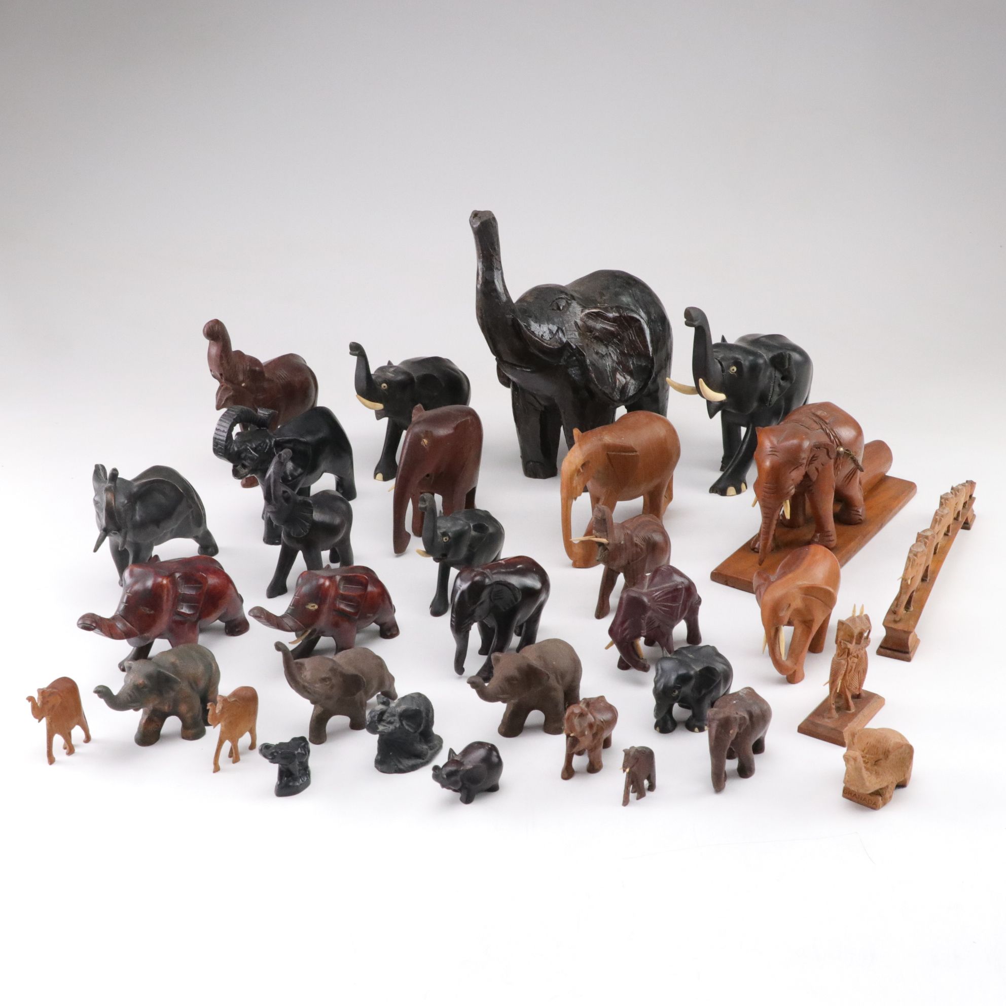 Handcrafted Wood and Other Elephant Figurines