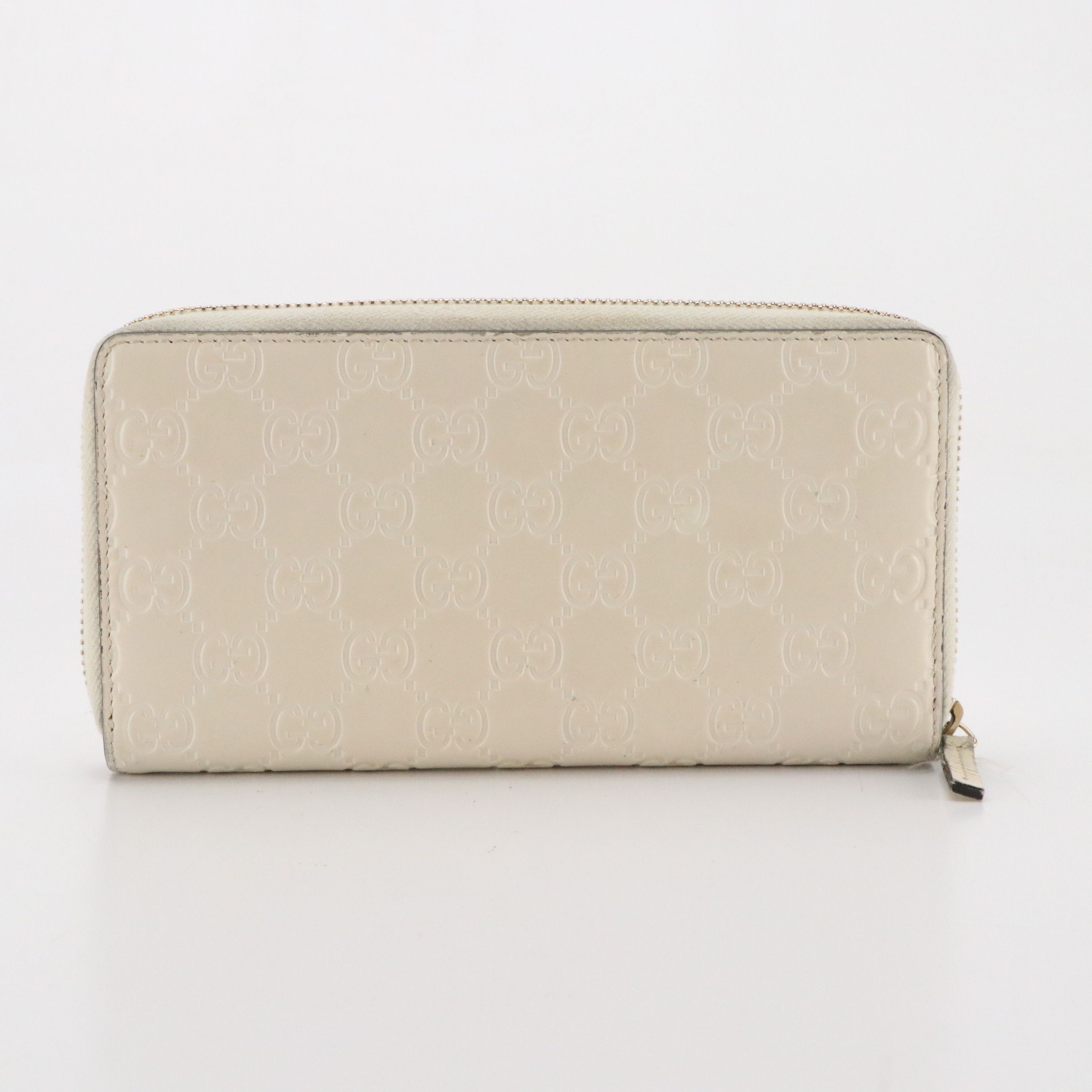 Gucci Zip Around Bow Wallet in White Guccissima Calfskin Leather