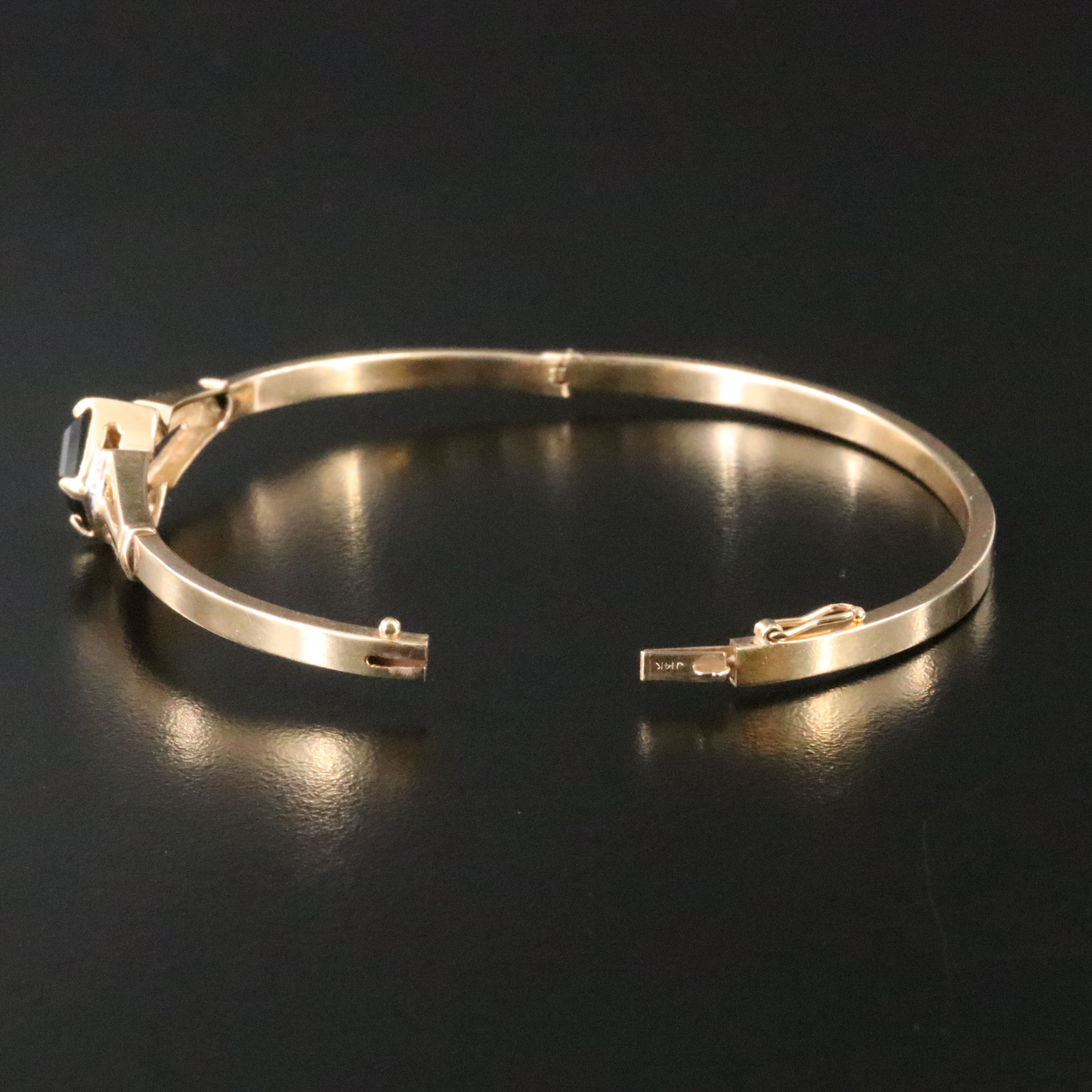 14K Black Onyx and Diamond Bangle
