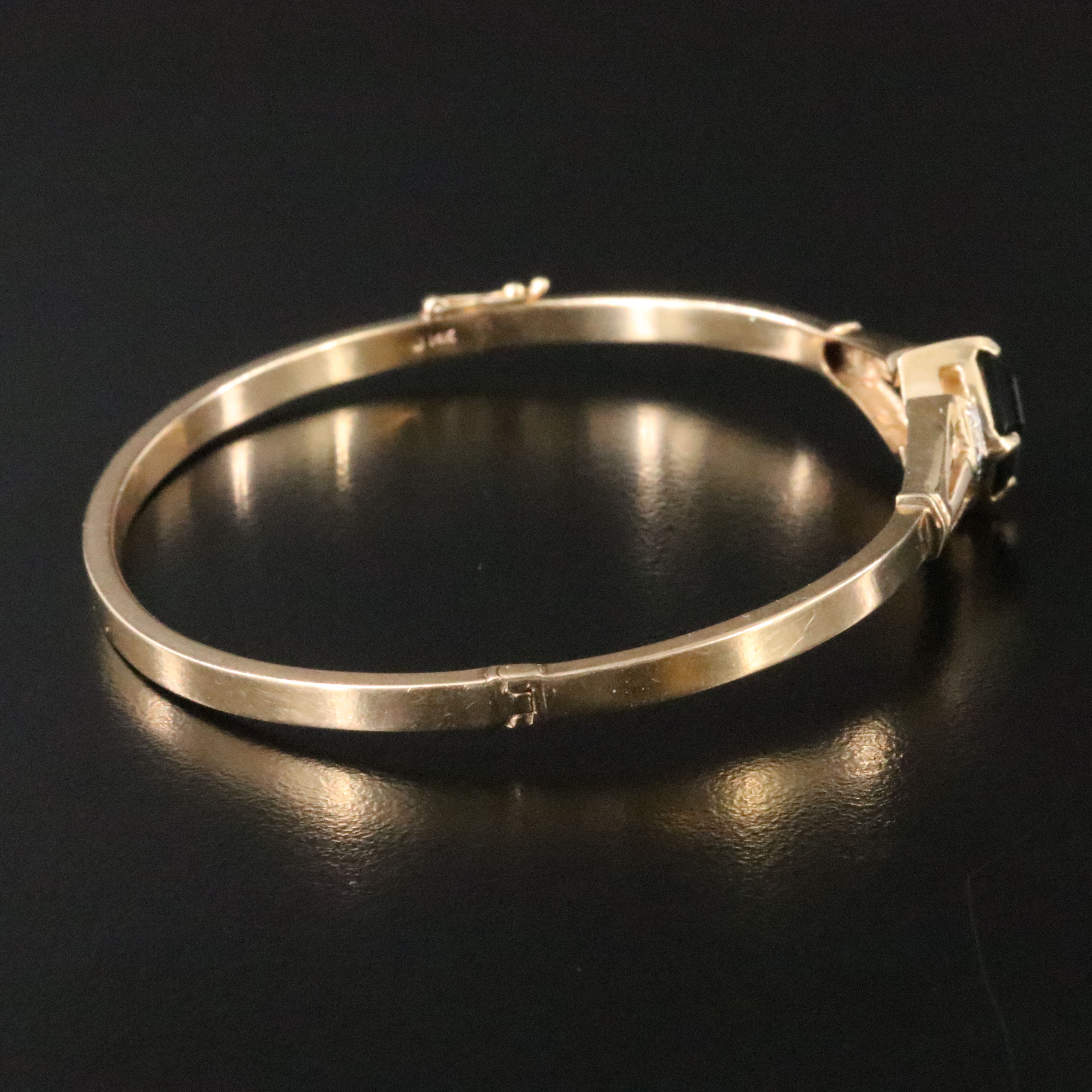14K Black Onyx and Diamond Bangle