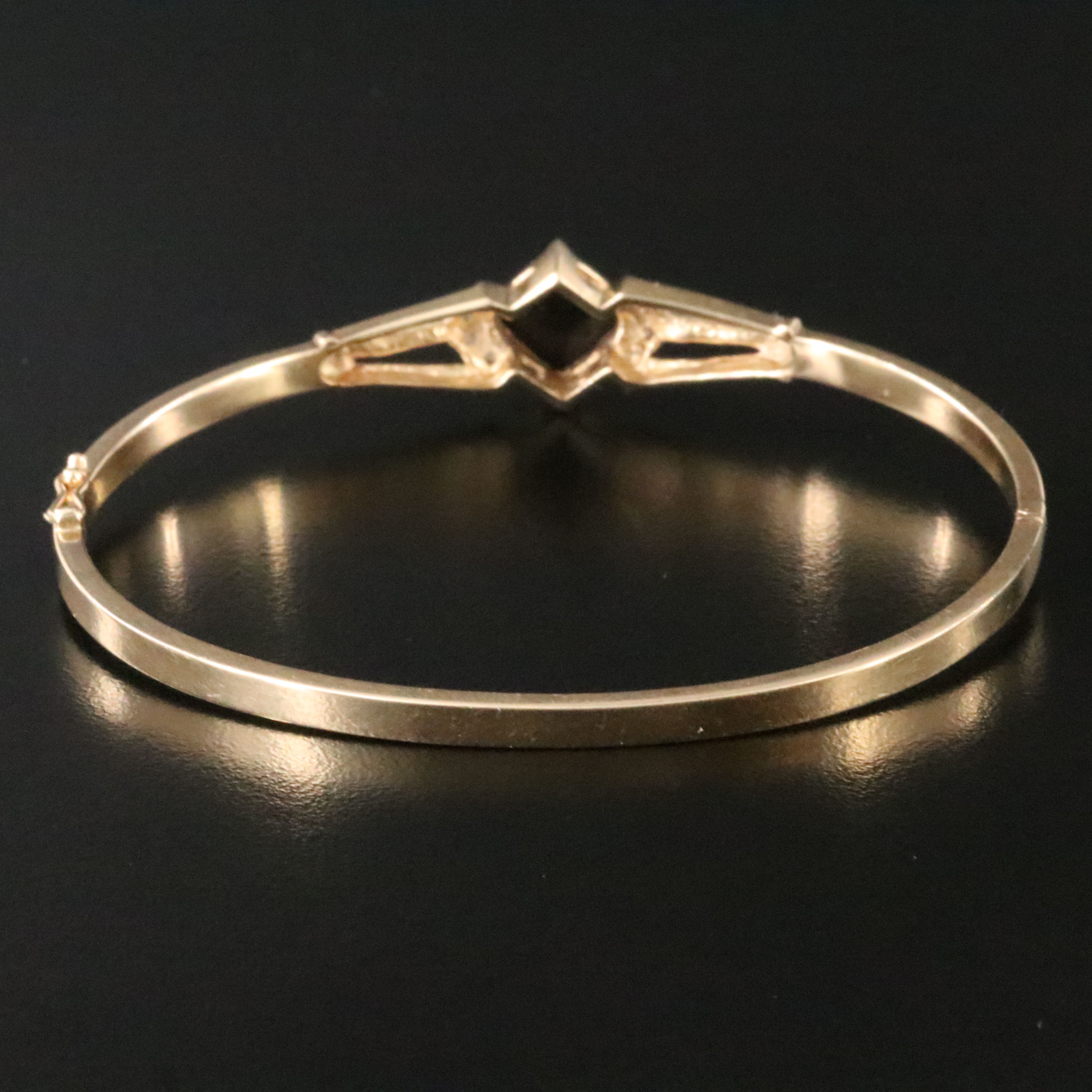 14K Black Onyx and Diamond Bangle