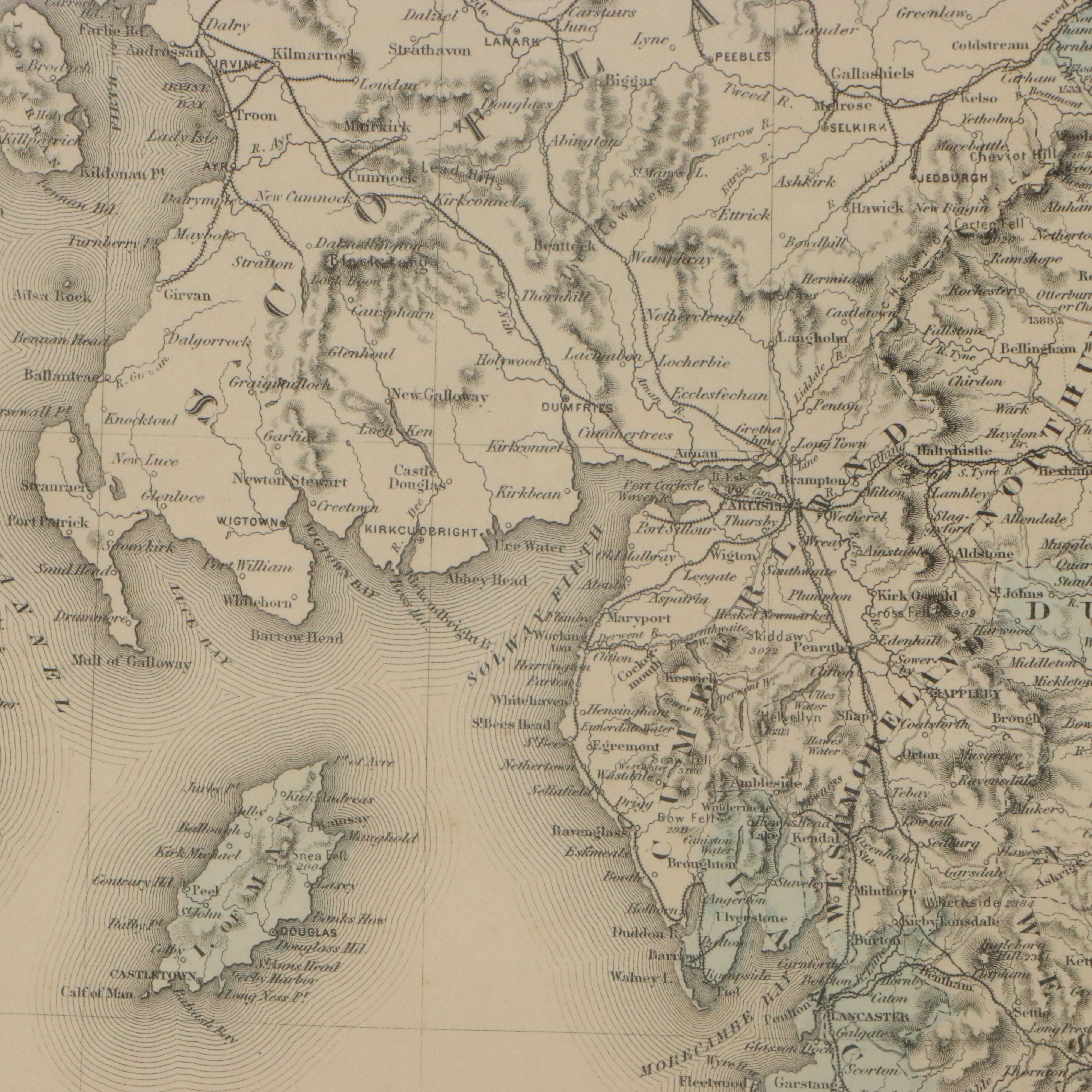 Johnson & Browning Hand-Painted Map Engraving "Johnson's England and Wales" 1864