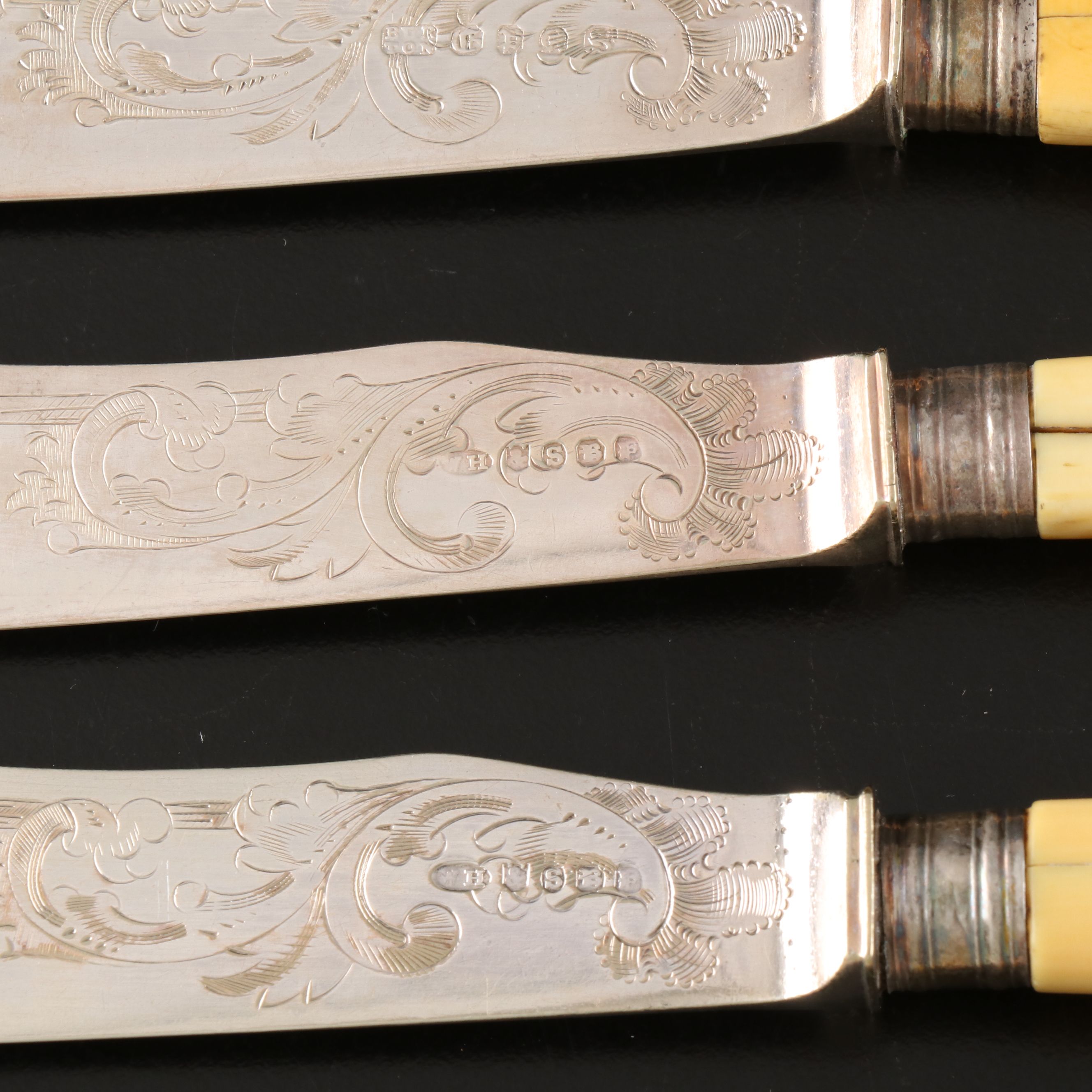 Burton Celluloid Handled Silver Plate Fish Knives and Forks