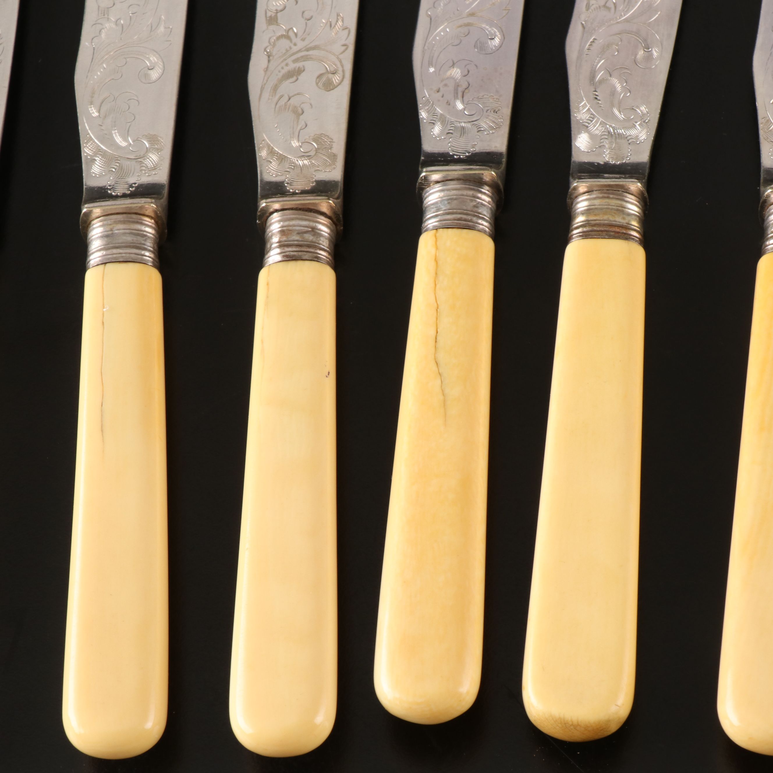 Burton Celluloid Handled Silver Plate Fish Knives and Forks