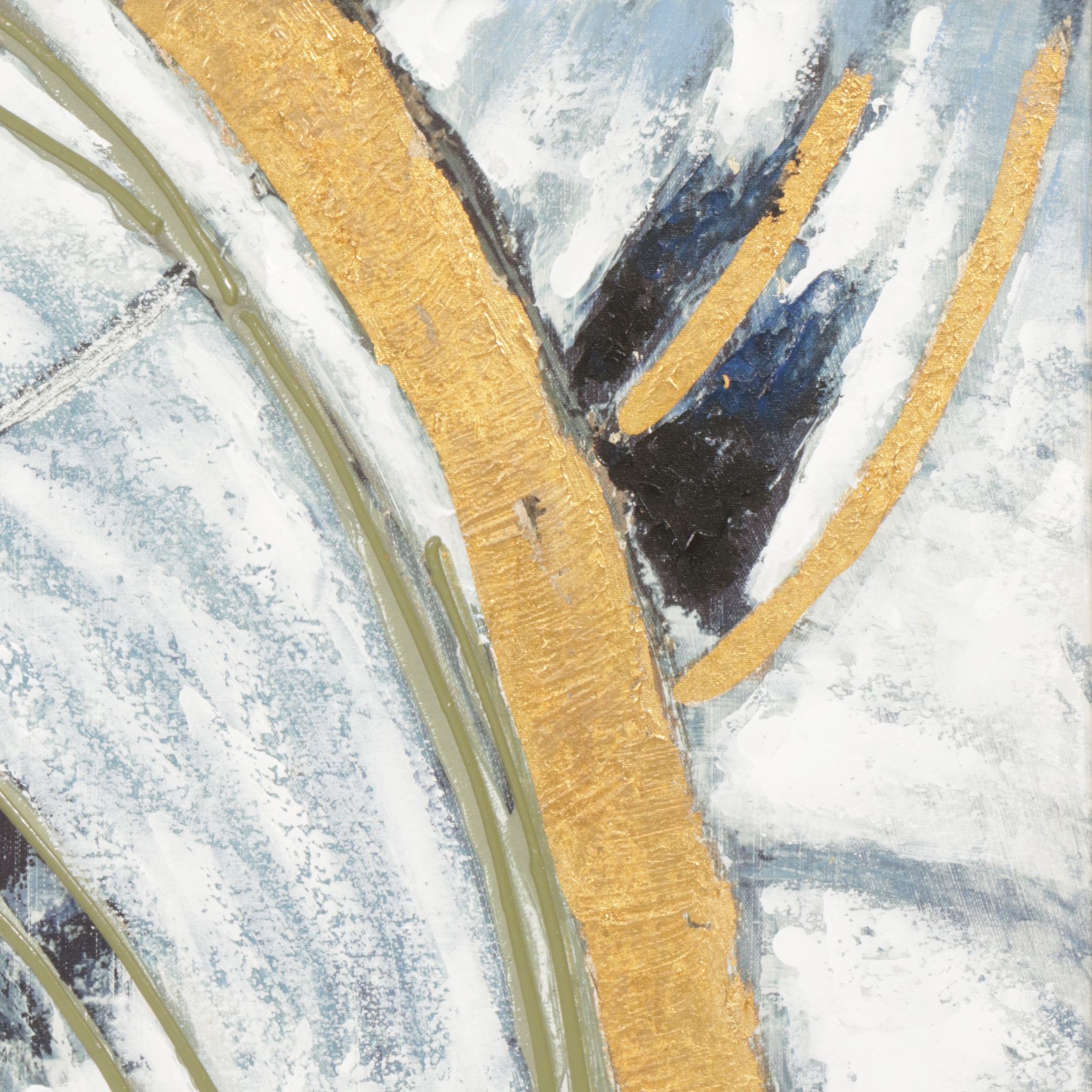 Blue and Gold Abstract Acrylic on Canvas Painting