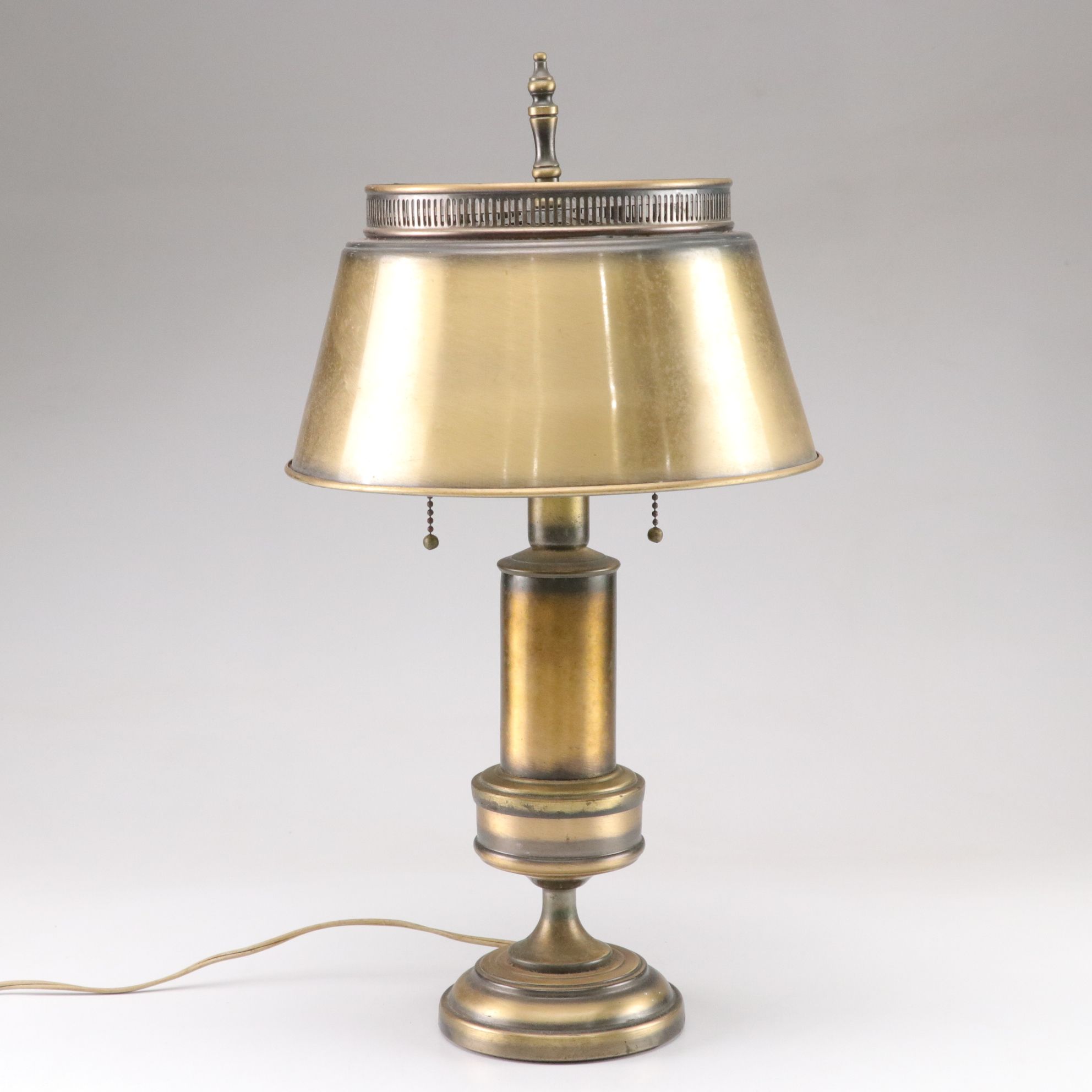 Neoclassical Style Brushed Brass Toleware Lamp, Mid-20th Century