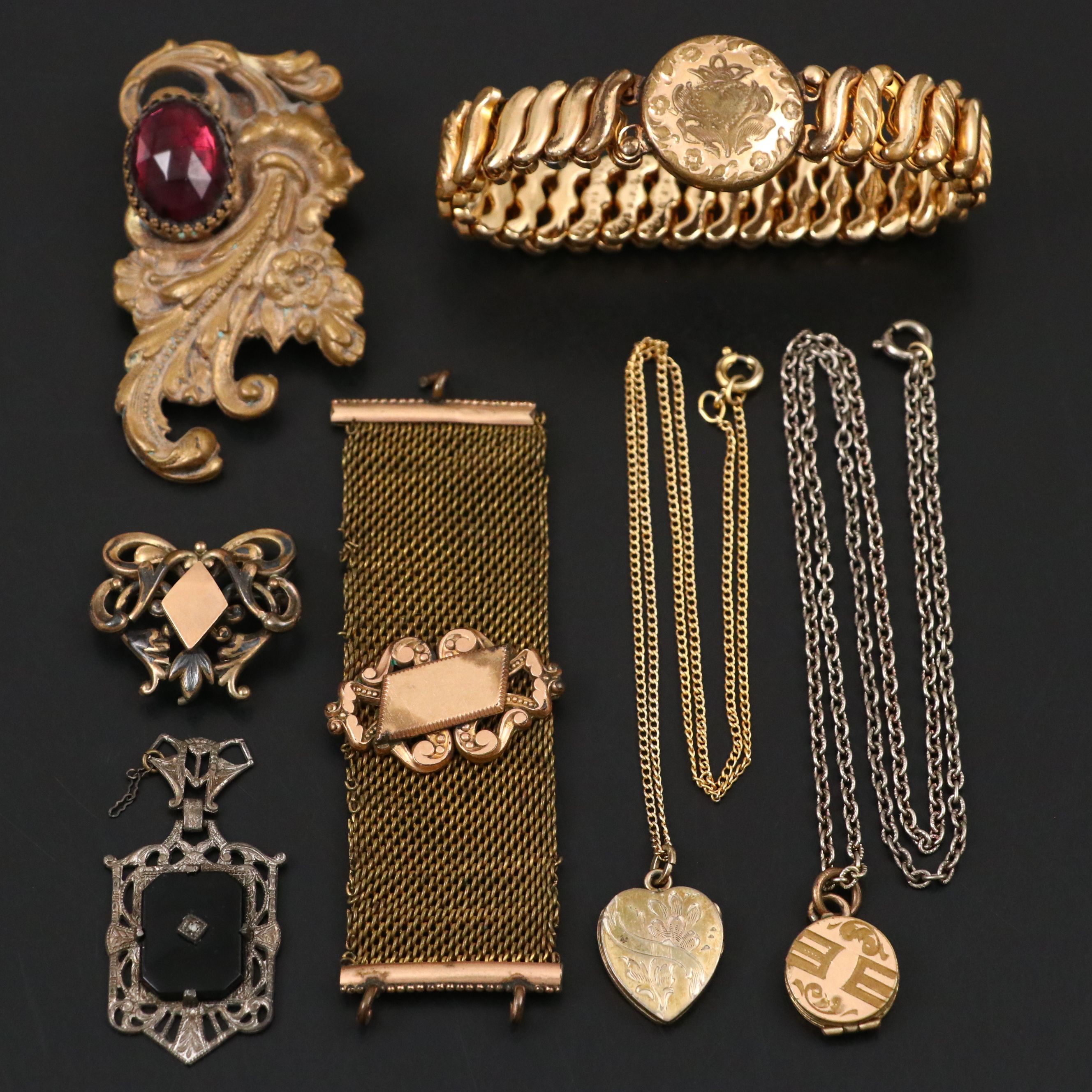 Vintage Jewelry Selection with Sterling and a DFB Carmen Sweetheart Bracelet