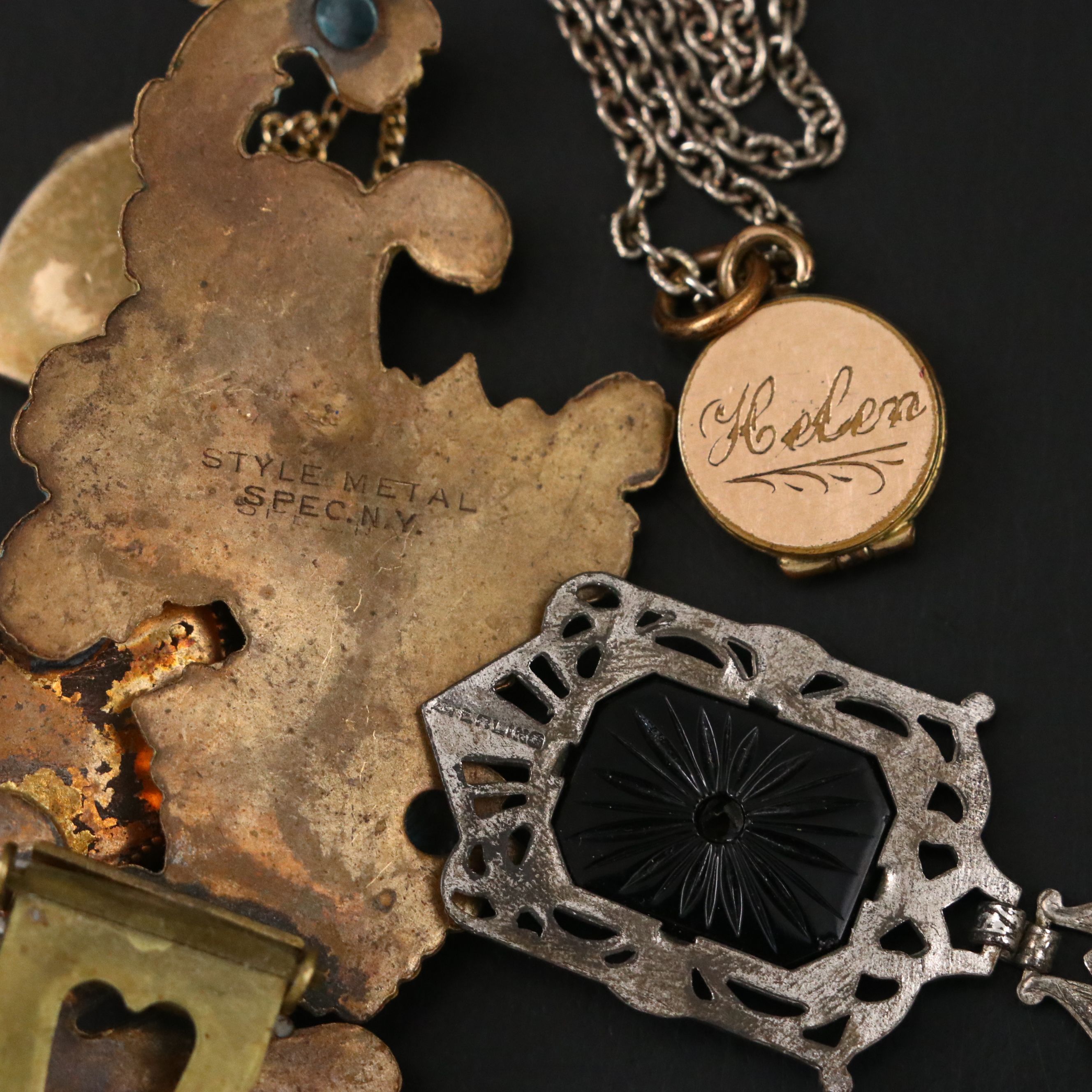 Vintage Jewelry Selection with Sterling and a DFB Carmen Sweetheart Bracelet