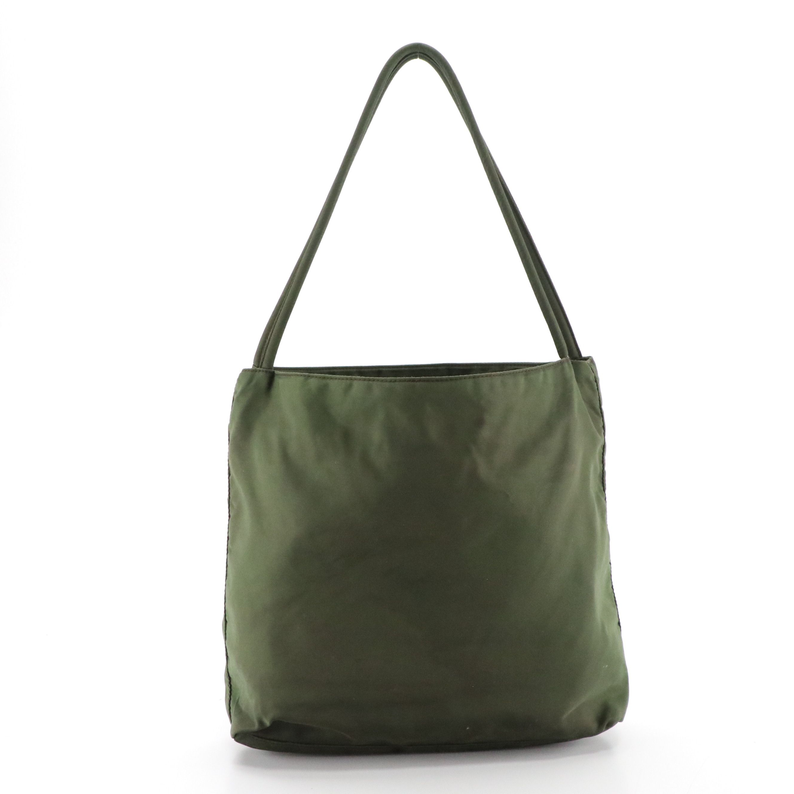 Prada Middle Zip Hobo Tote Bag in Army Green Tessuto Nylon