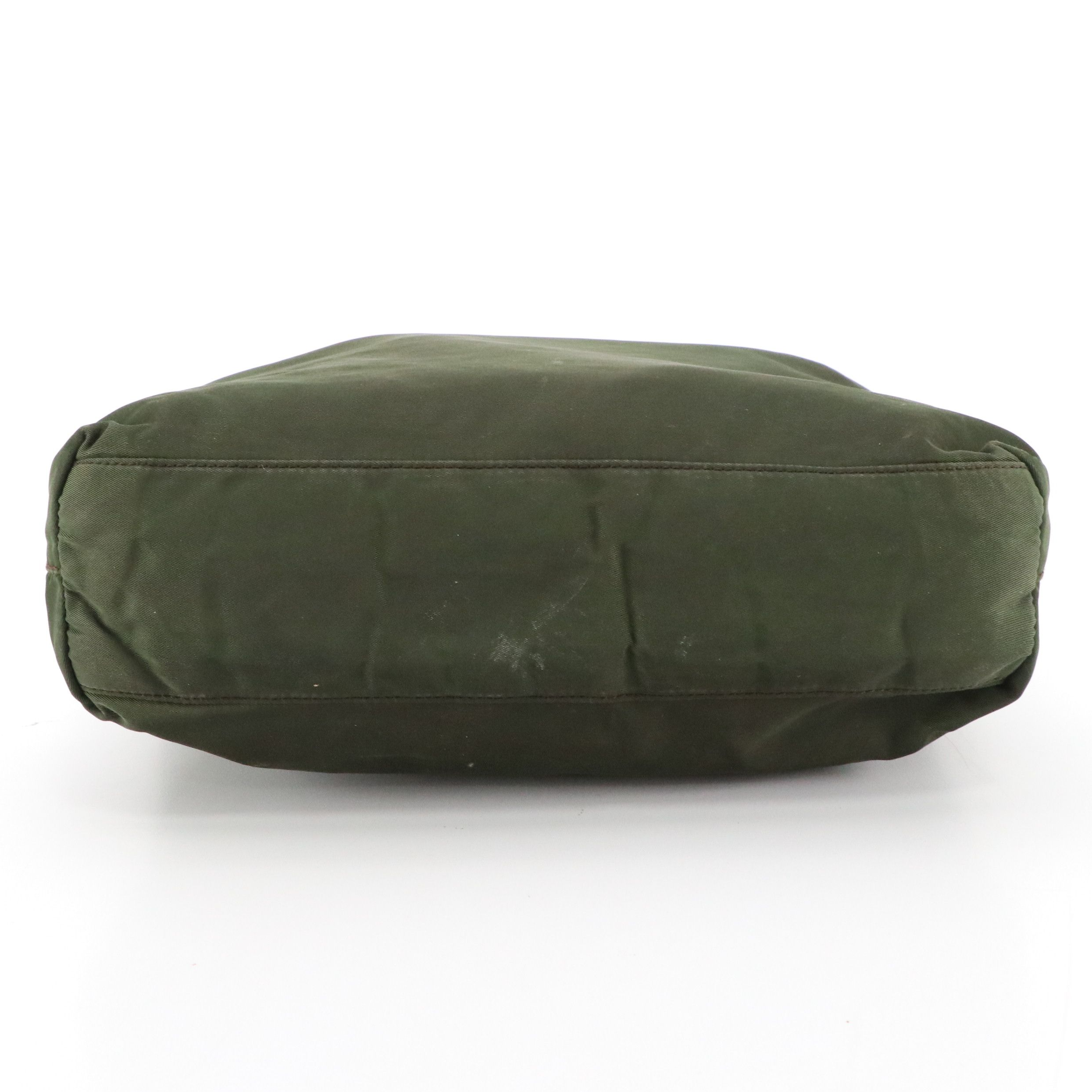 Prada Middle Zip Hobo Tote Bag in Army Green Tessuto Nylon