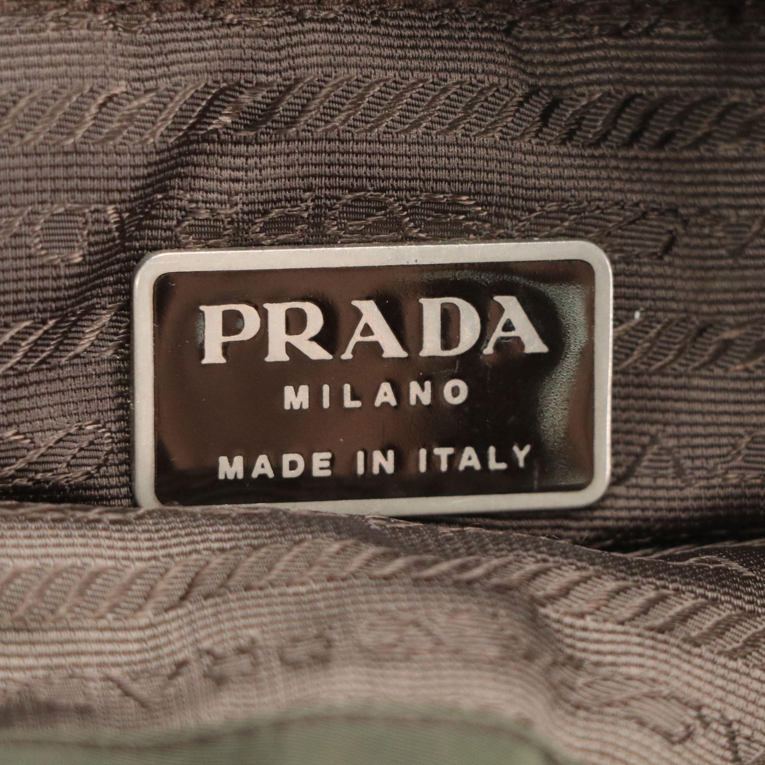 Prada Middle Zip Hobo Tote Bag in Army Green Tessuto Nylon