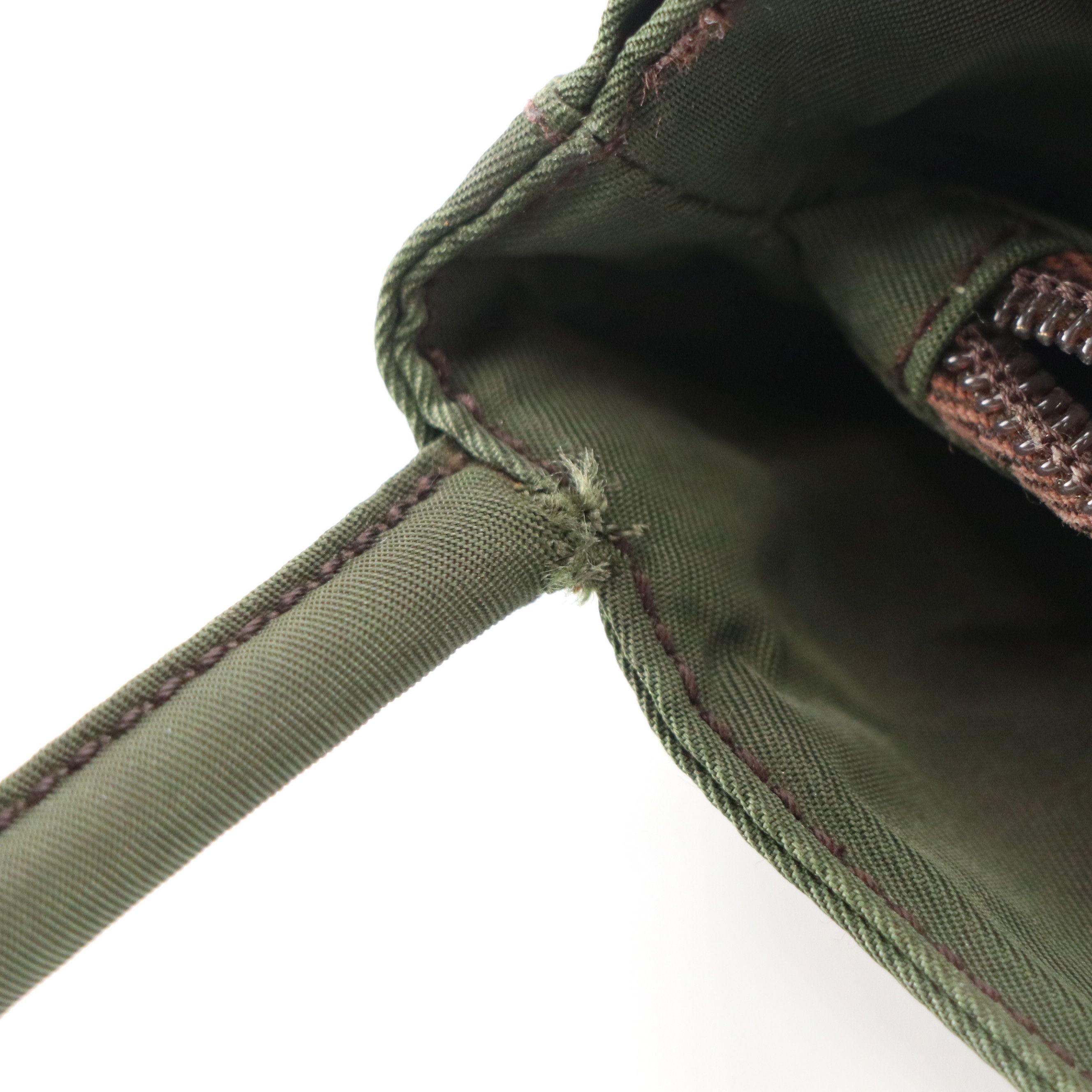 Prada Middle Zip Hobo Tote Bag in Army Green Tessuto Nylon