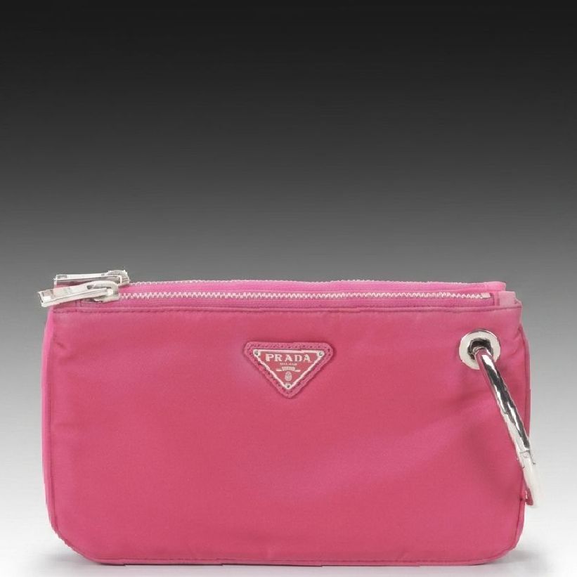 Prada Tessuto Nylon Double Pouch in Fuchsia