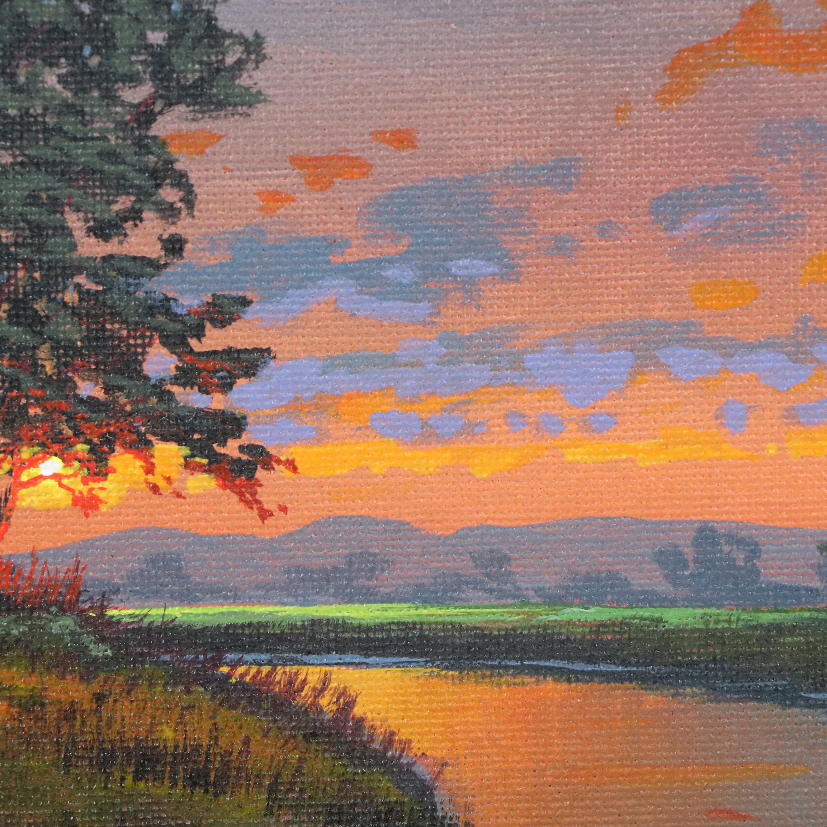 Douglas "Bumo" Johnpeer Stream Landscape Acrylic Painting, Circa 2026