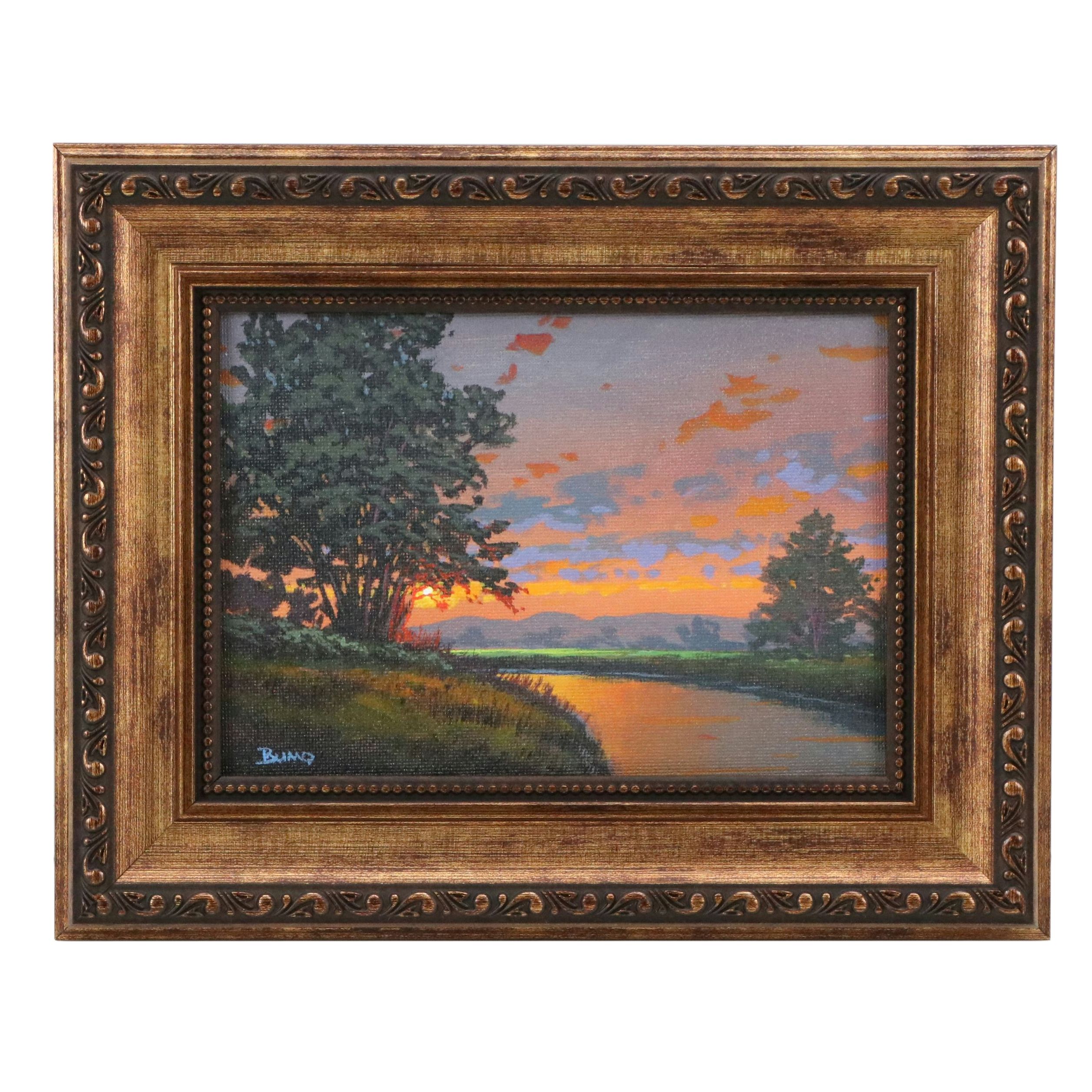 Douglas "Bumo" Johnpeer Stream Landscape Acrylic Painting, Circa 2026