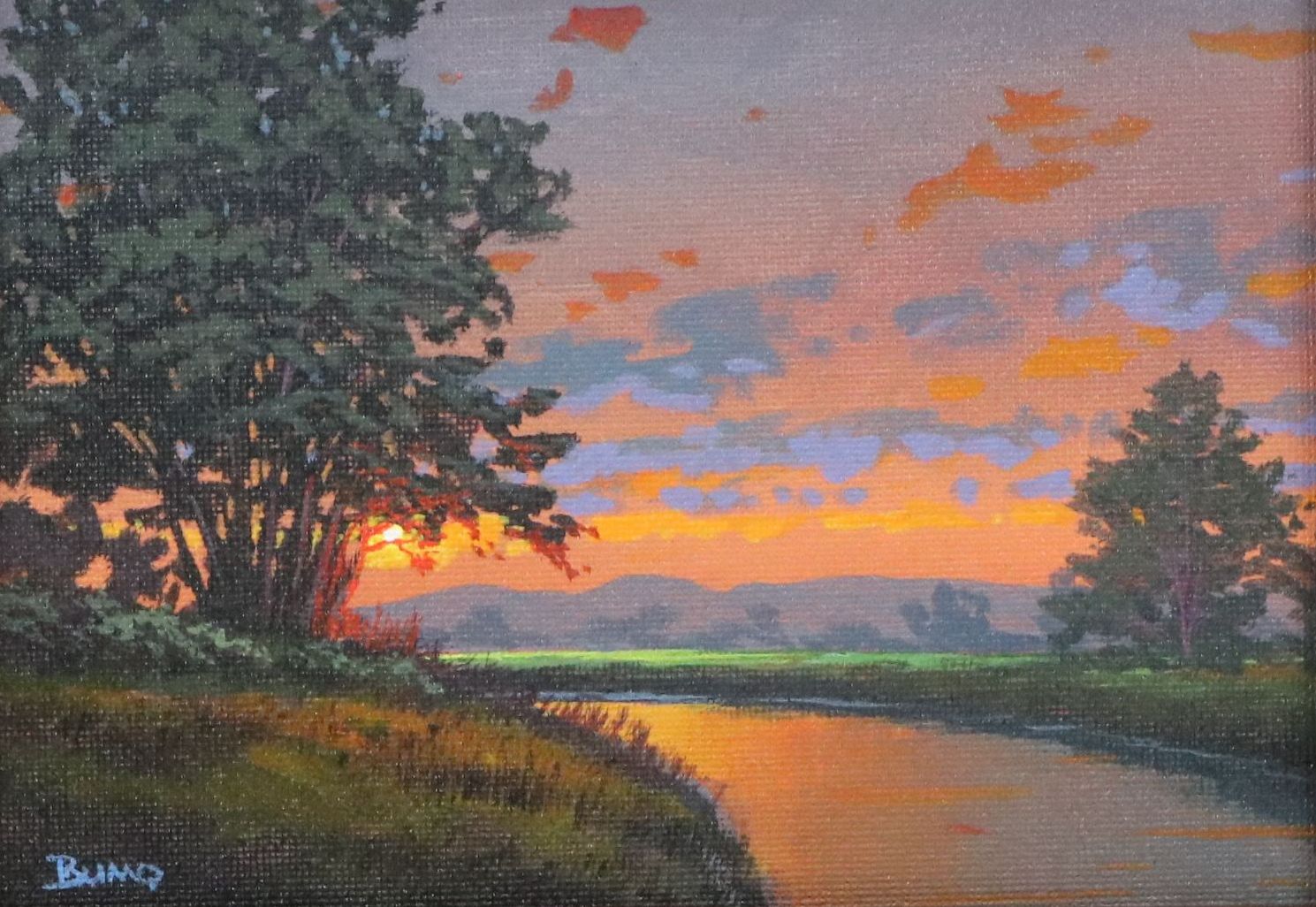 Douglas "Bumo" Johnpeer Stream Landscape Acrylic Painting, Circa 2026