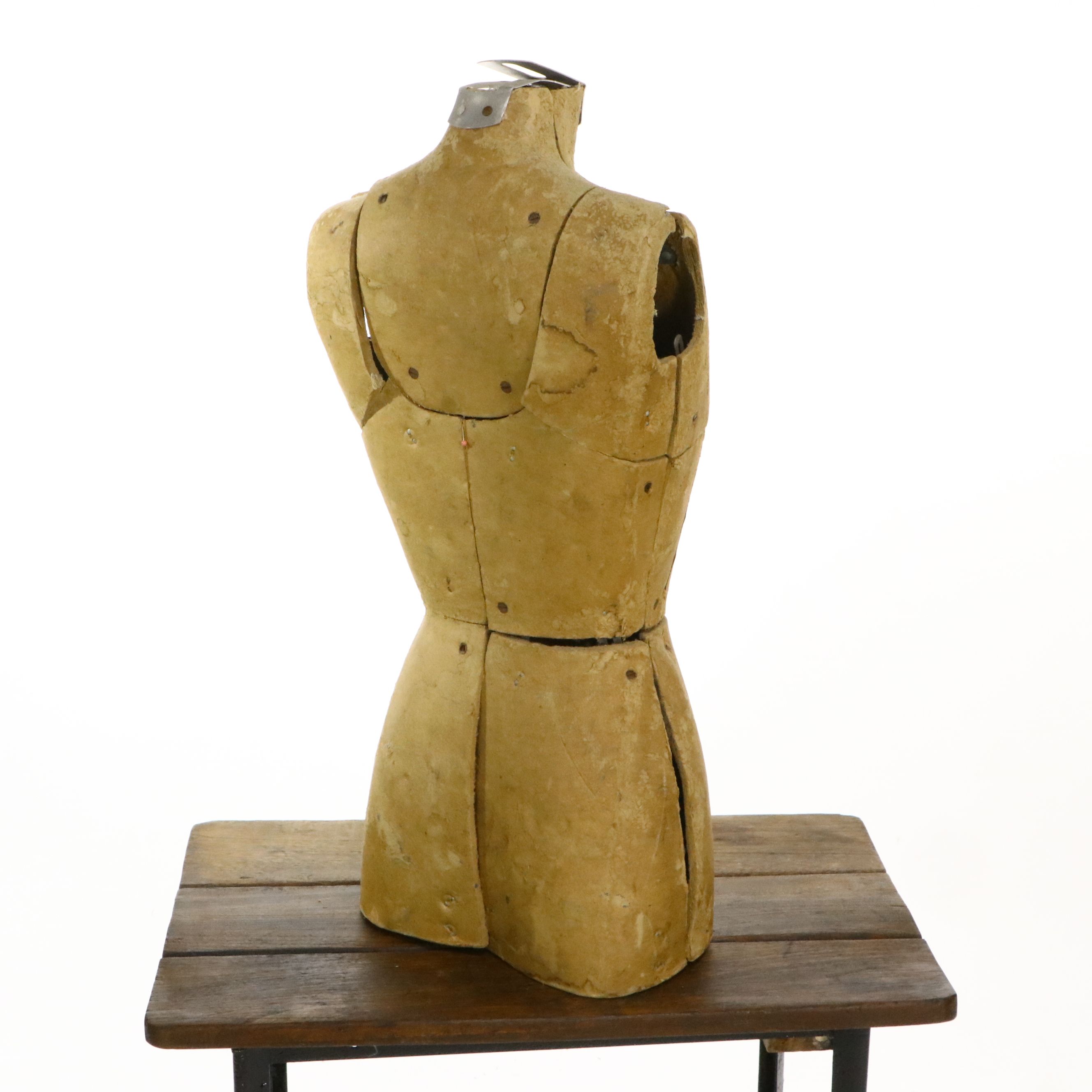 Industrial Table and Cabinet with Antique Dress Form, Early 20th Century