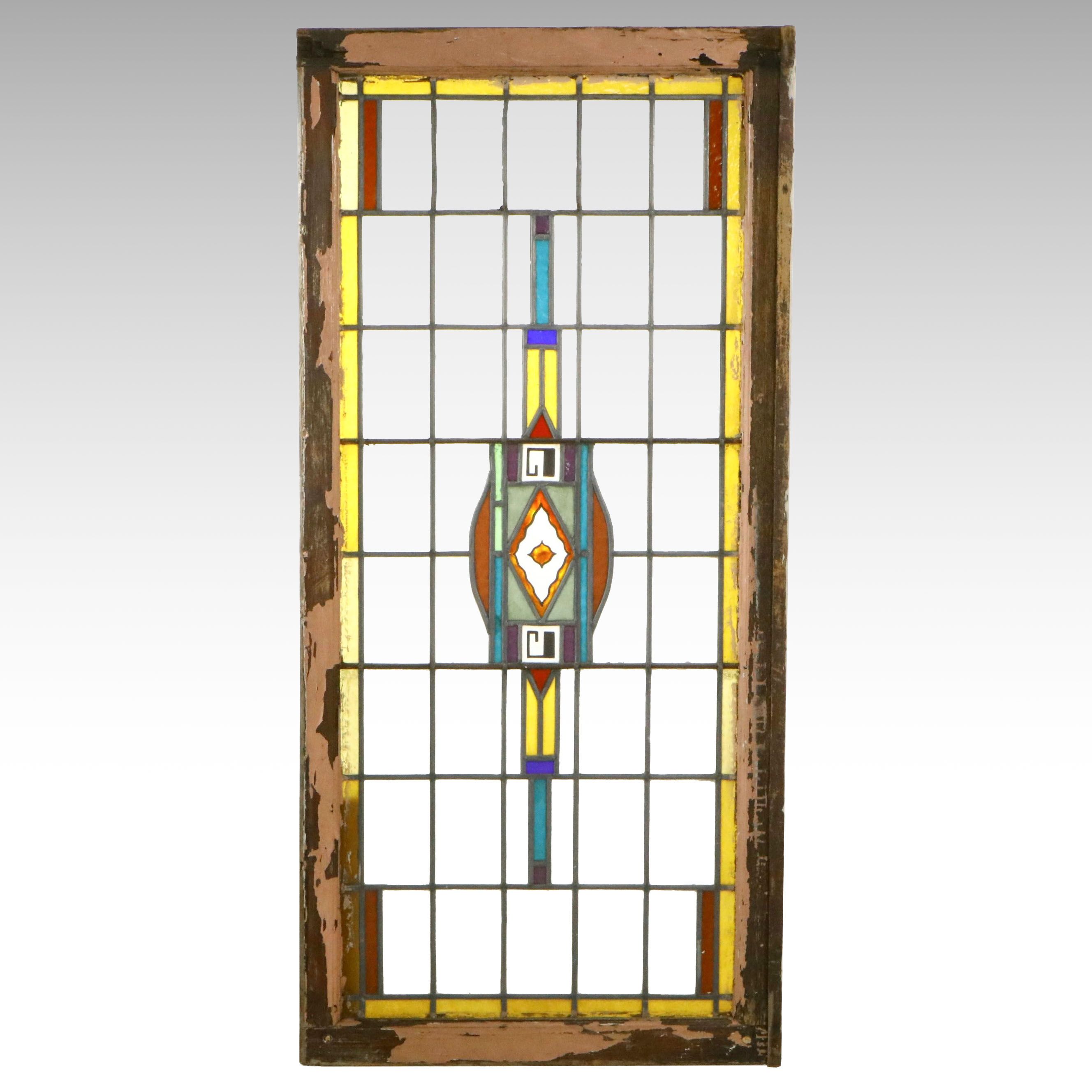 Stained Glass Window Pane with Prairie Style Aesthetic