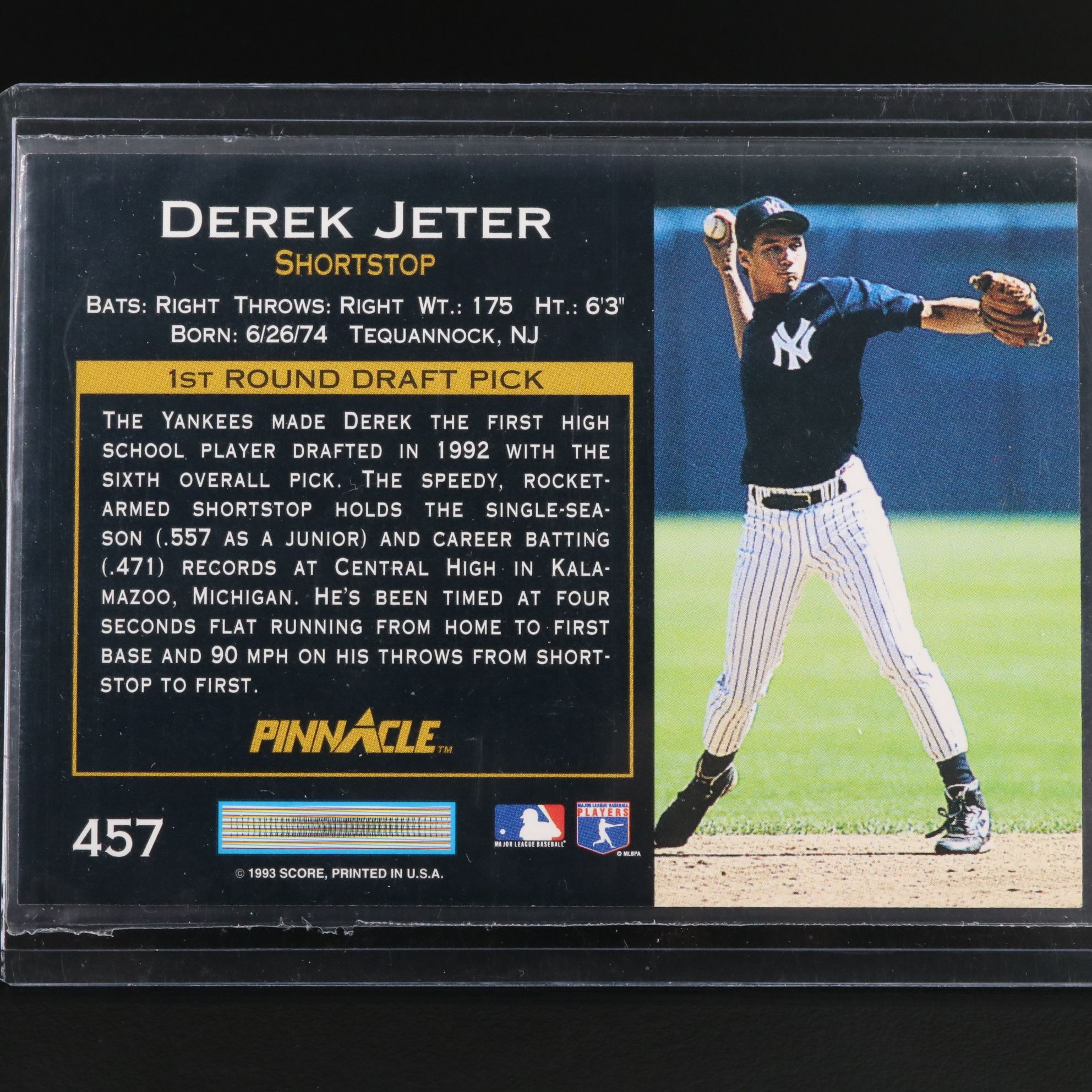 1993 Pinnacle Derek Jeter New York Yankees Rookie Baseball Card