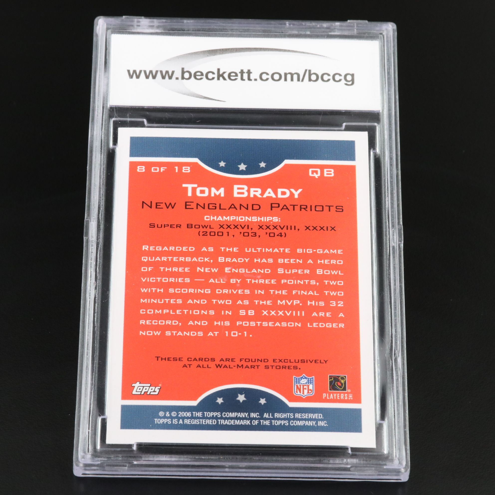 2006 Topps Tom Brady True Champions Football Card Graded BCCG 10