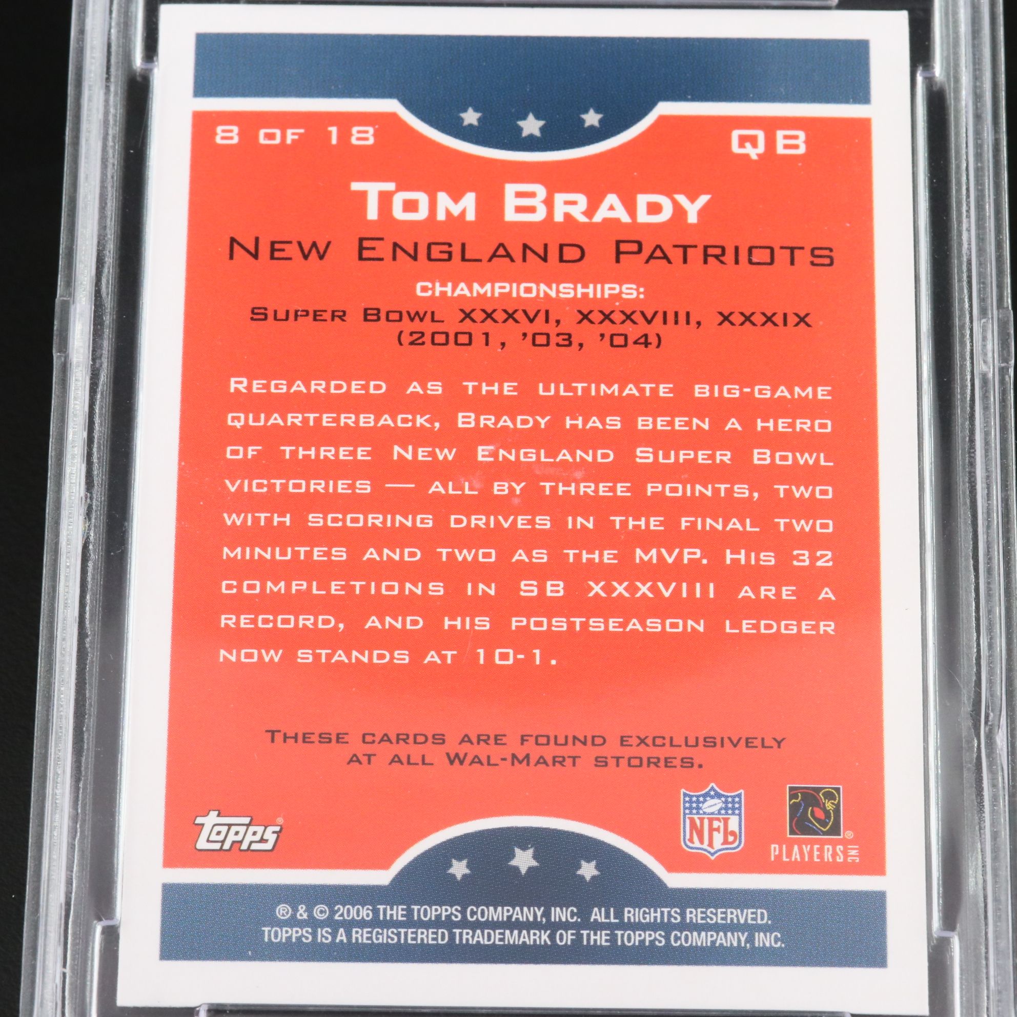 2006 Topps Tom Brady True Champions Football Card Graded BCCG 10