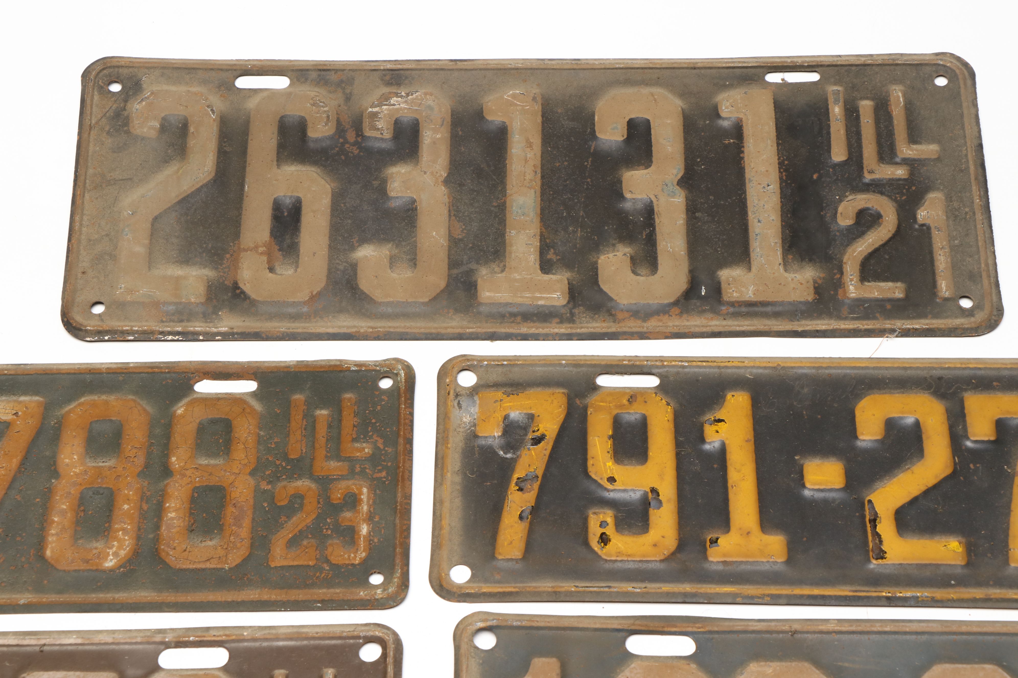 1920s Illinois License Plates with Coolidge Sign