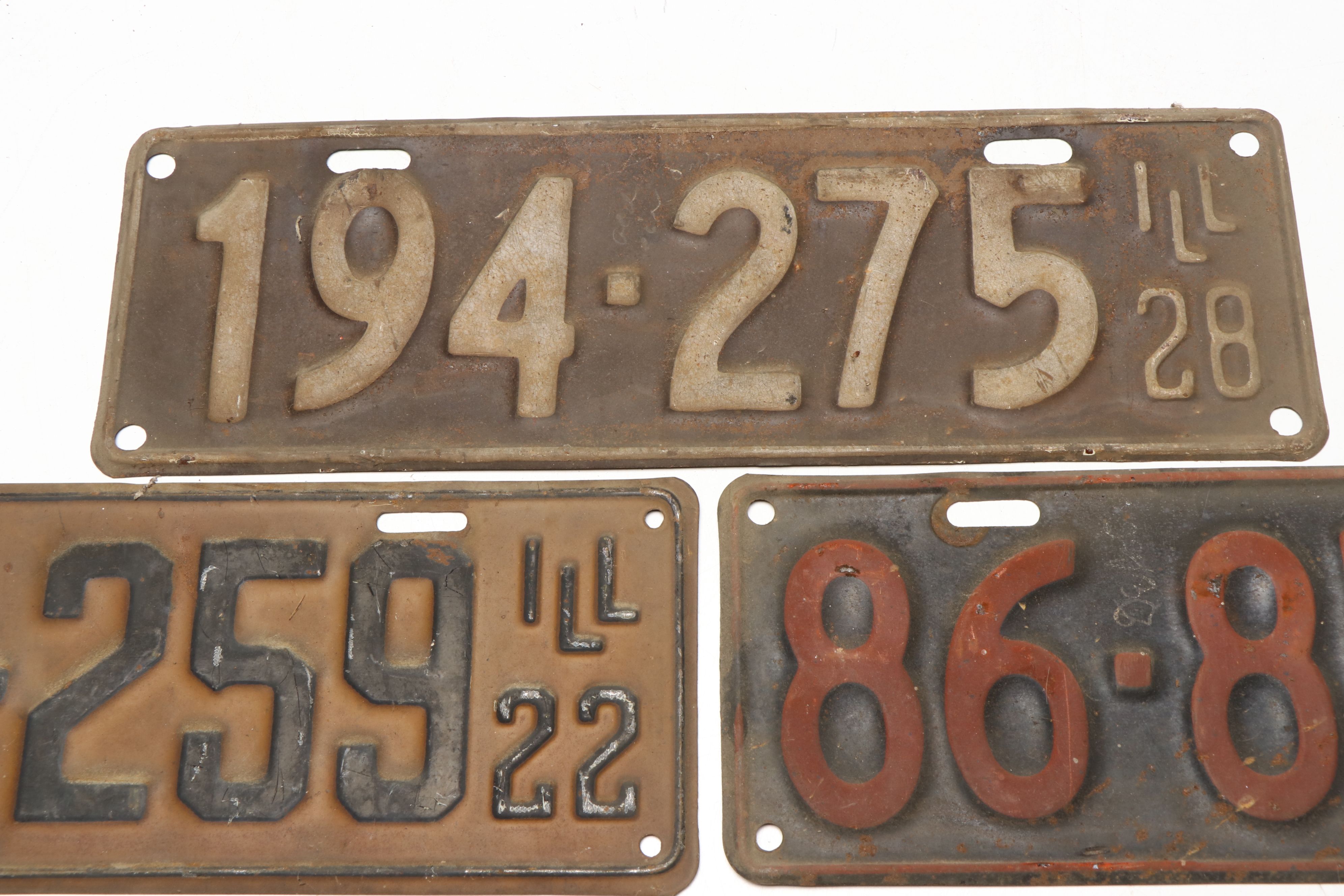 1920s Illinois License Plates with Coolidge Sign