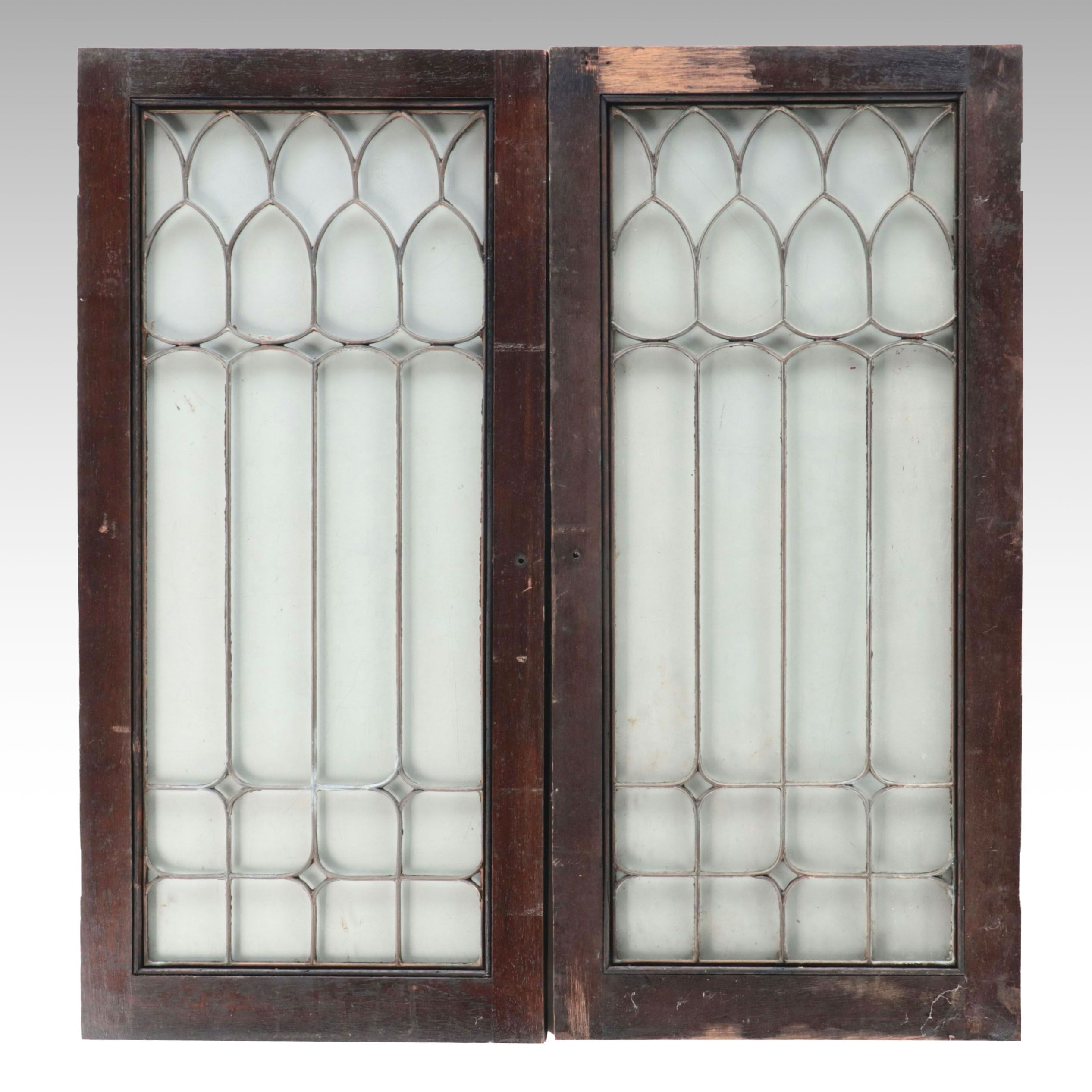 Gothic Revival Leaded Glass Window Panels