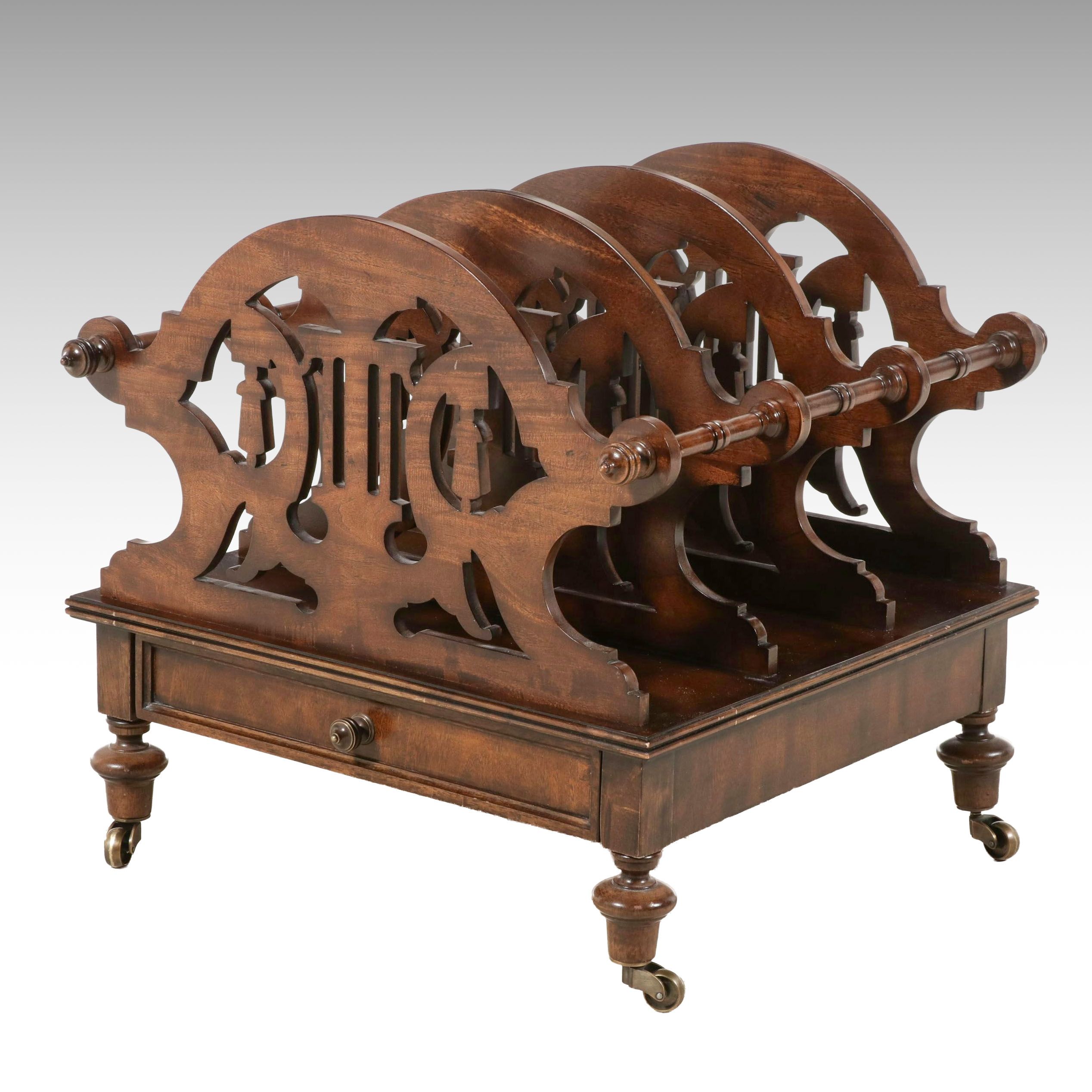 Victorian Style Mahogany Finish Canterbury, Late 20th Century