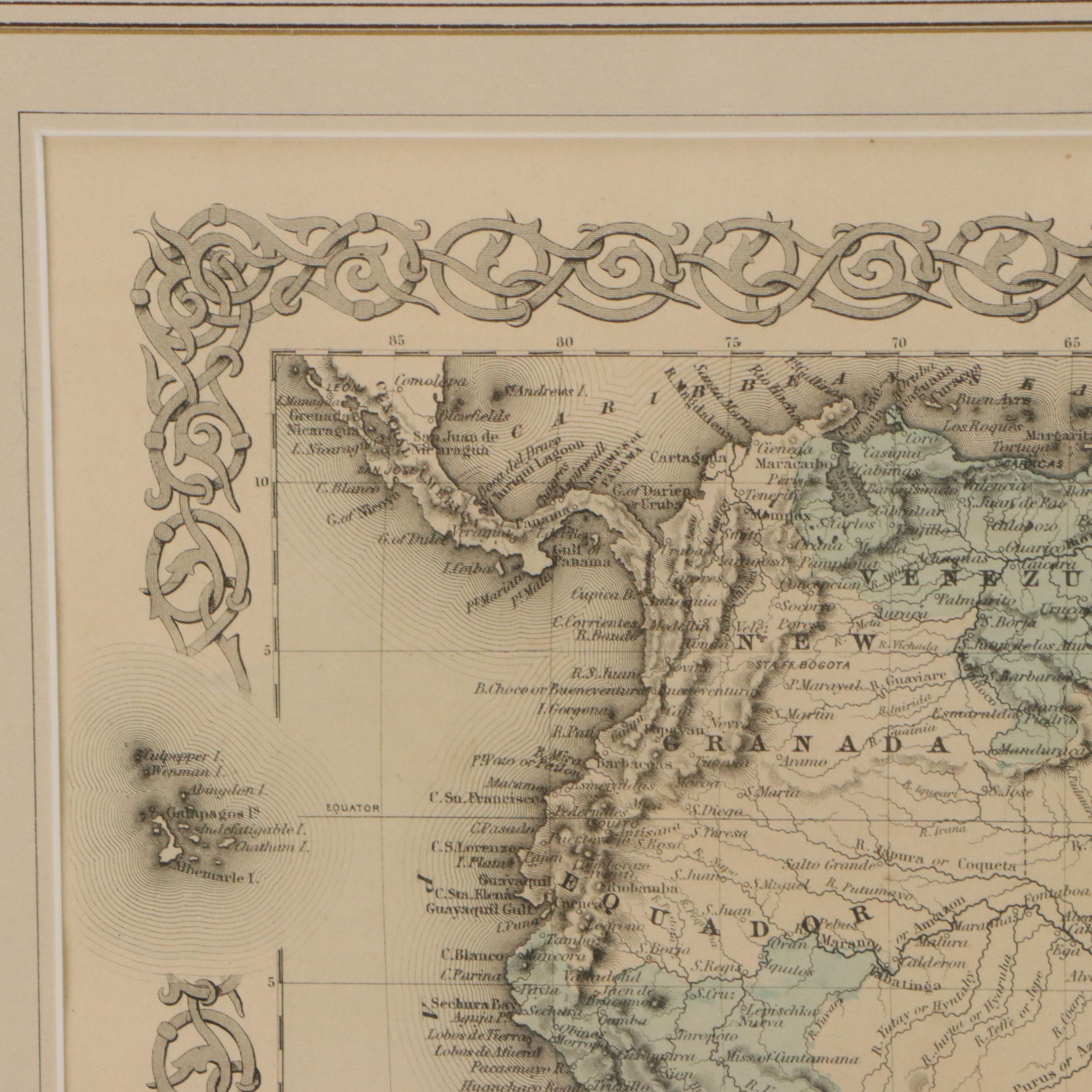 J. H. Colton & Co. Hand-Colored Map Engraving "South America"