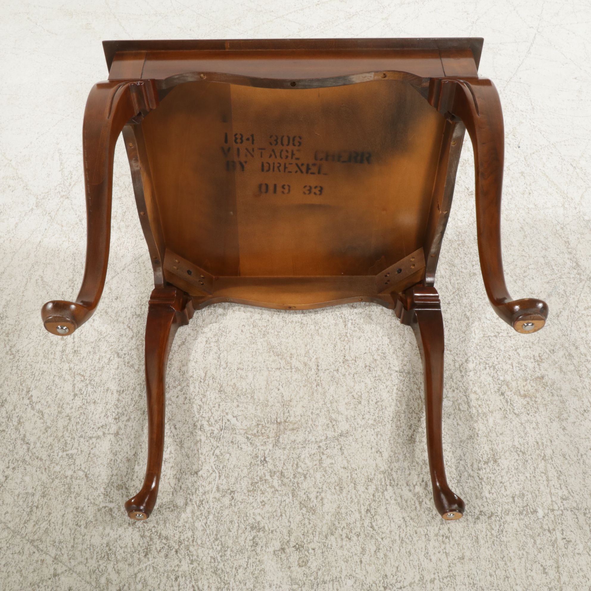 Drexel Queen Anne Style Square Cherry Side Table, Late 20th Century