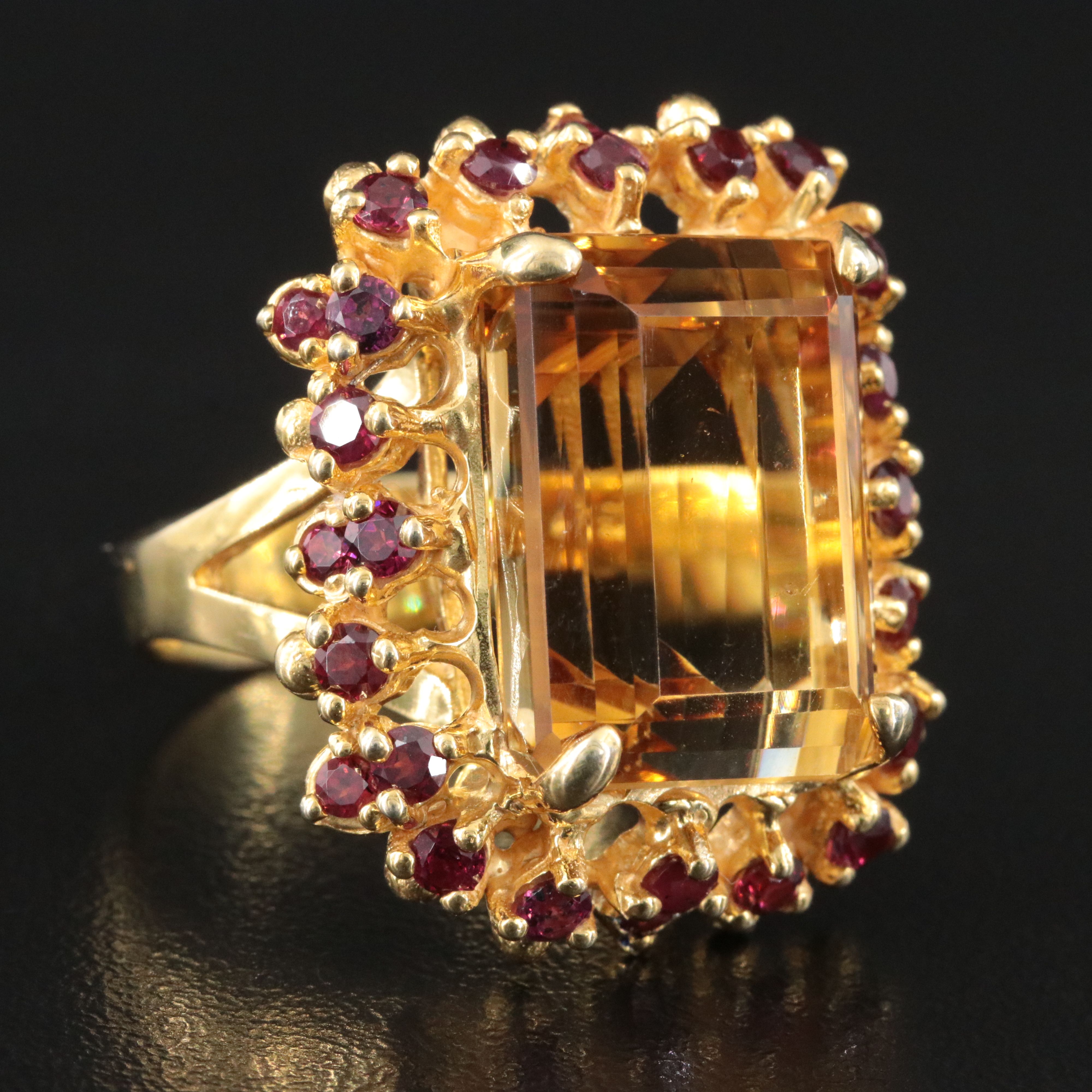 Sterling Citrine and Garnet Ring