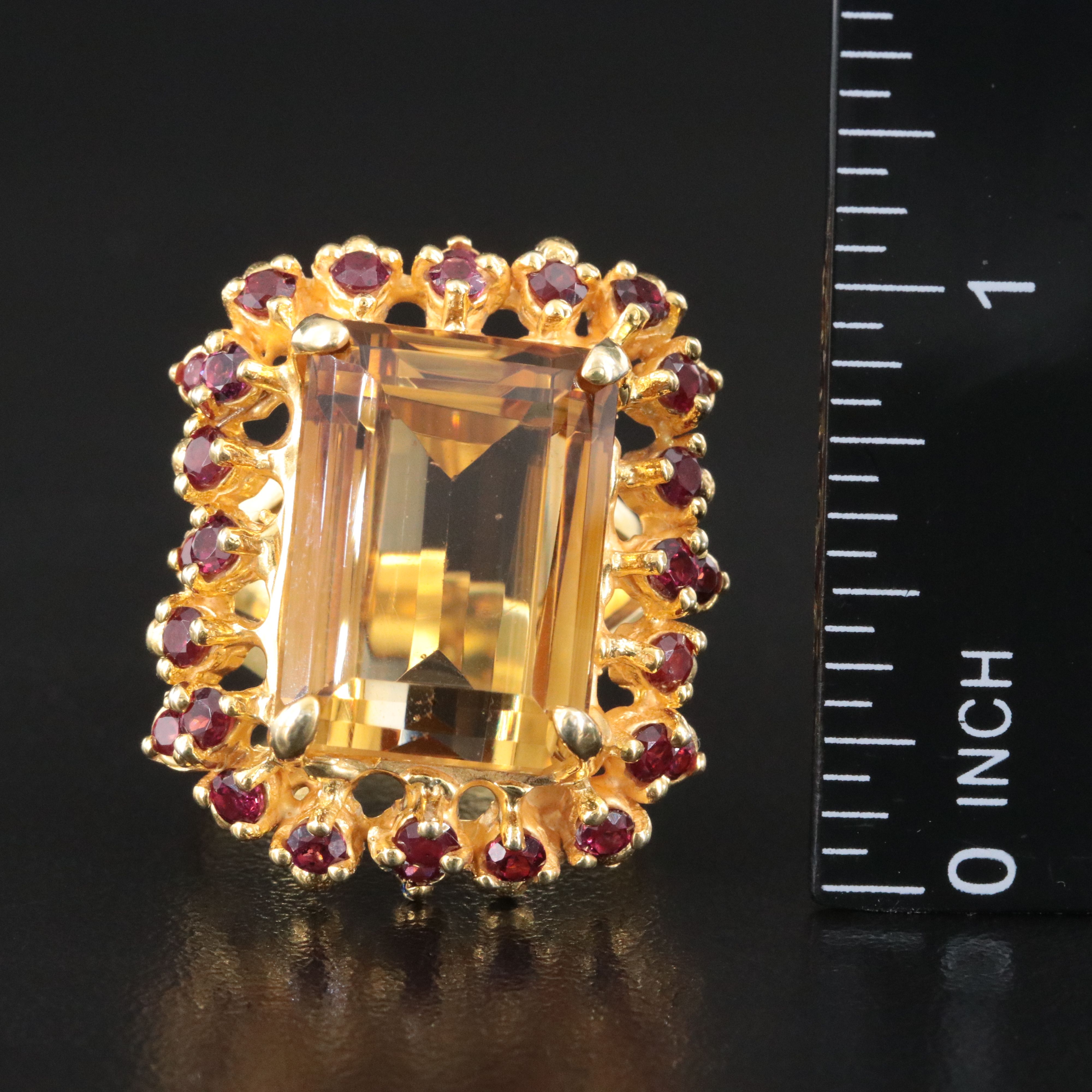 Sterling Citrine and Garnet Ring
