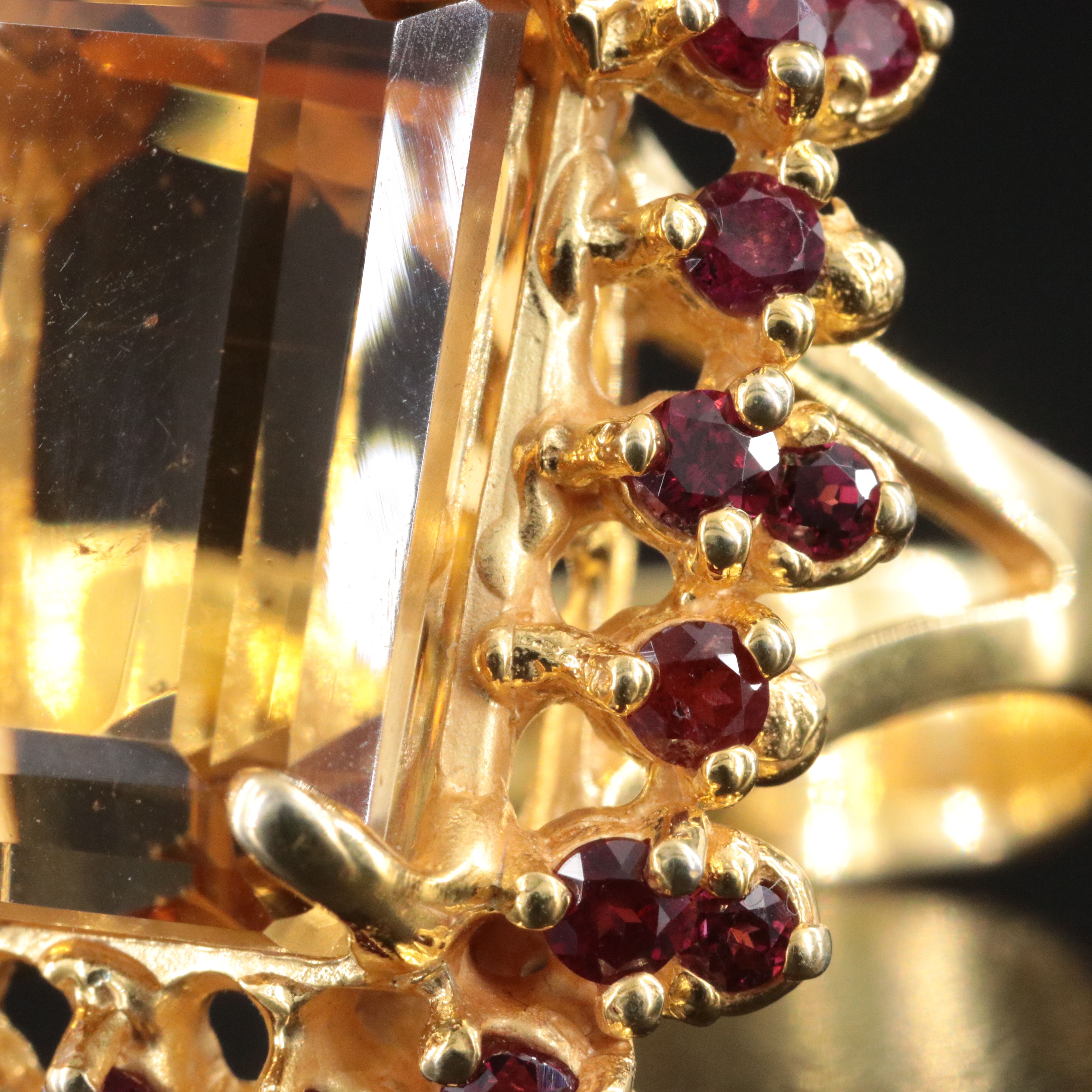 Sterling Citrine and Garnet Ring