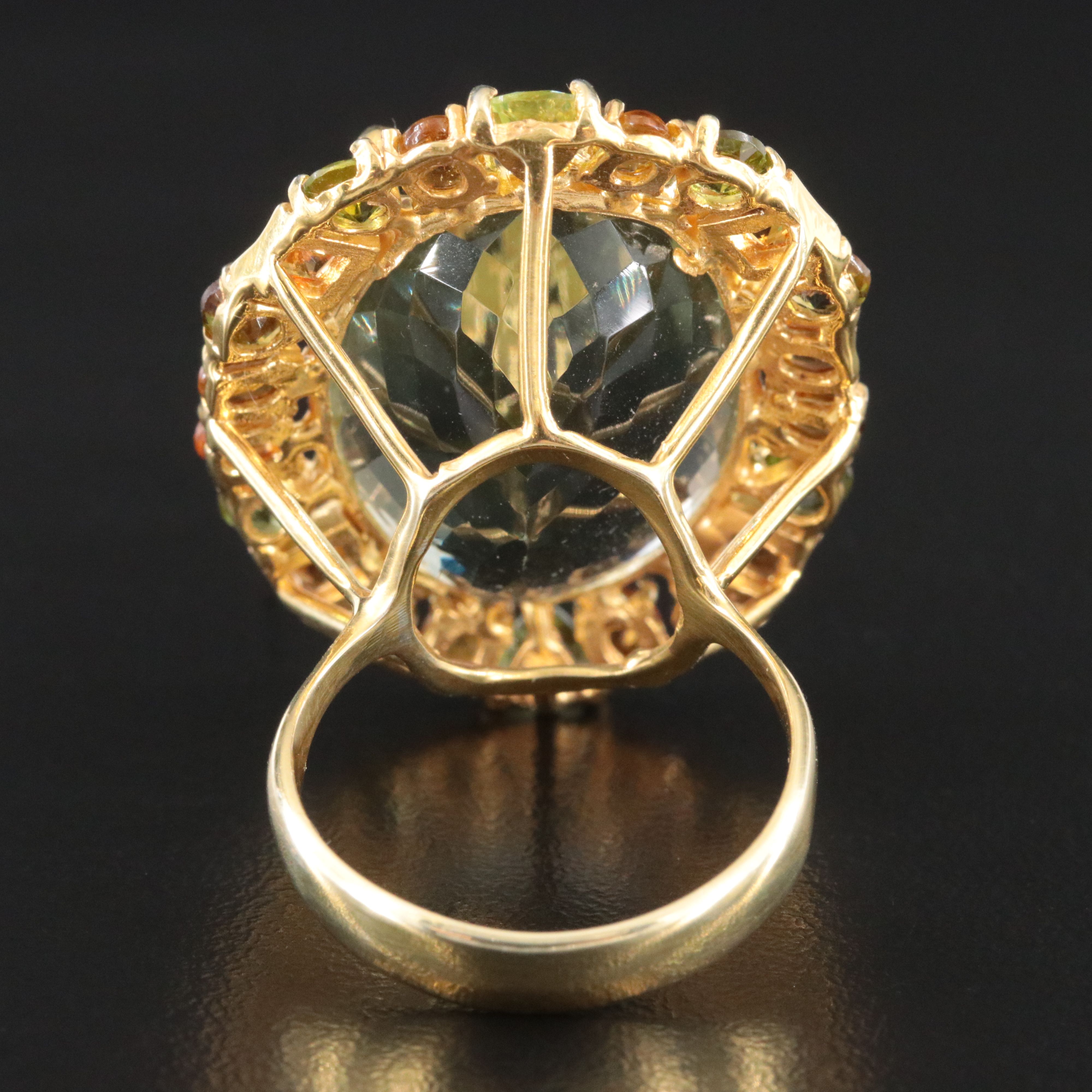 Sterling Prasiolite, Peridot and Green Tourmaline Cocktail Ring