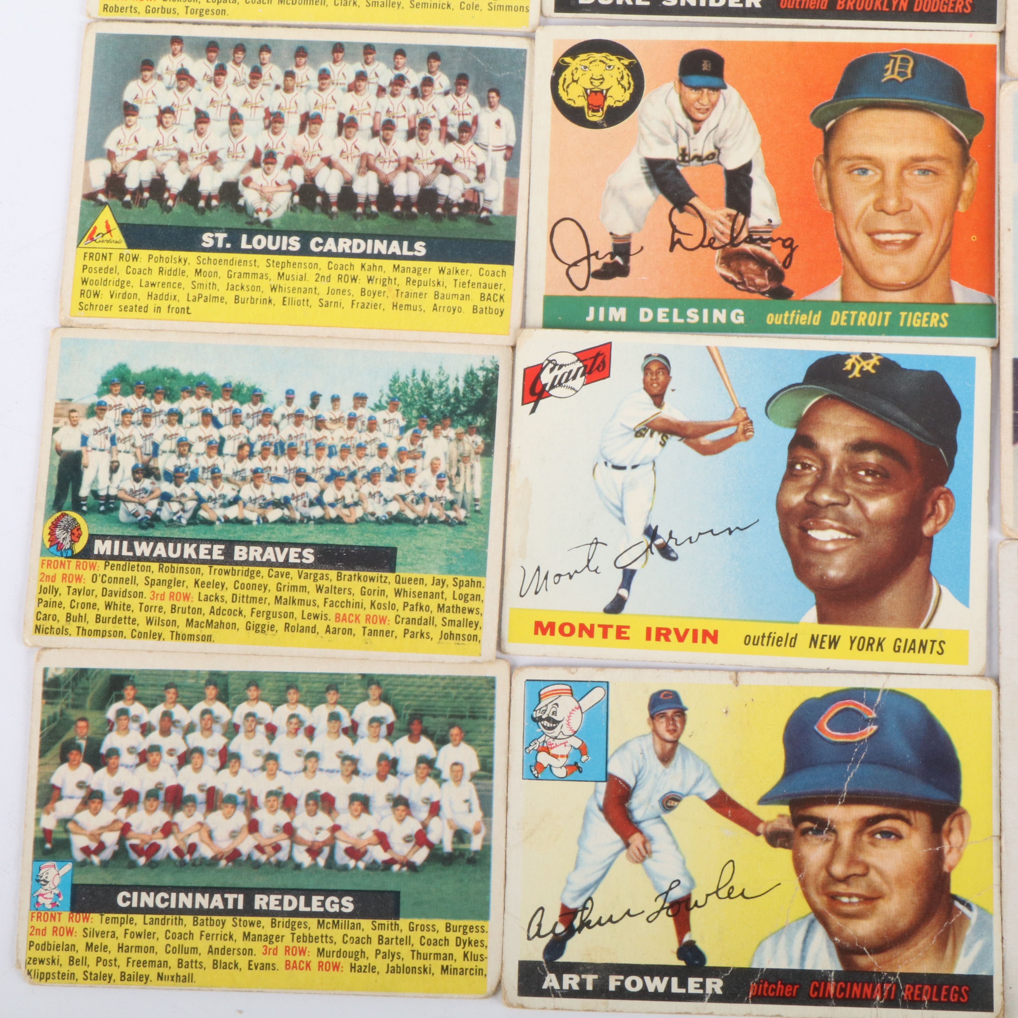 Topps and Bowman Baseball Cards with Duke Snider and Monte Irvin, 1950s