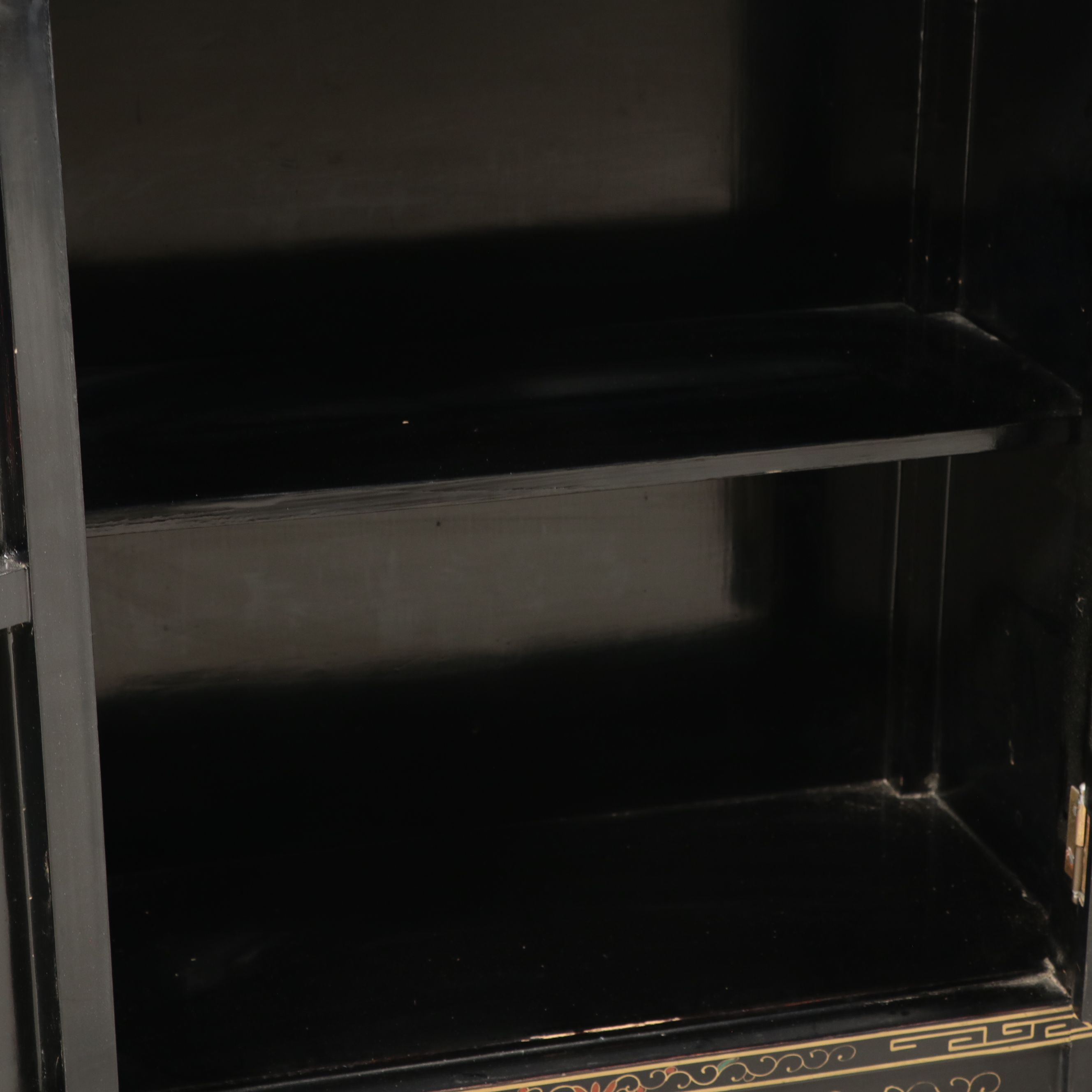 Chinese Black Lacquer and Inlaid Cabinet, Late 20th Century