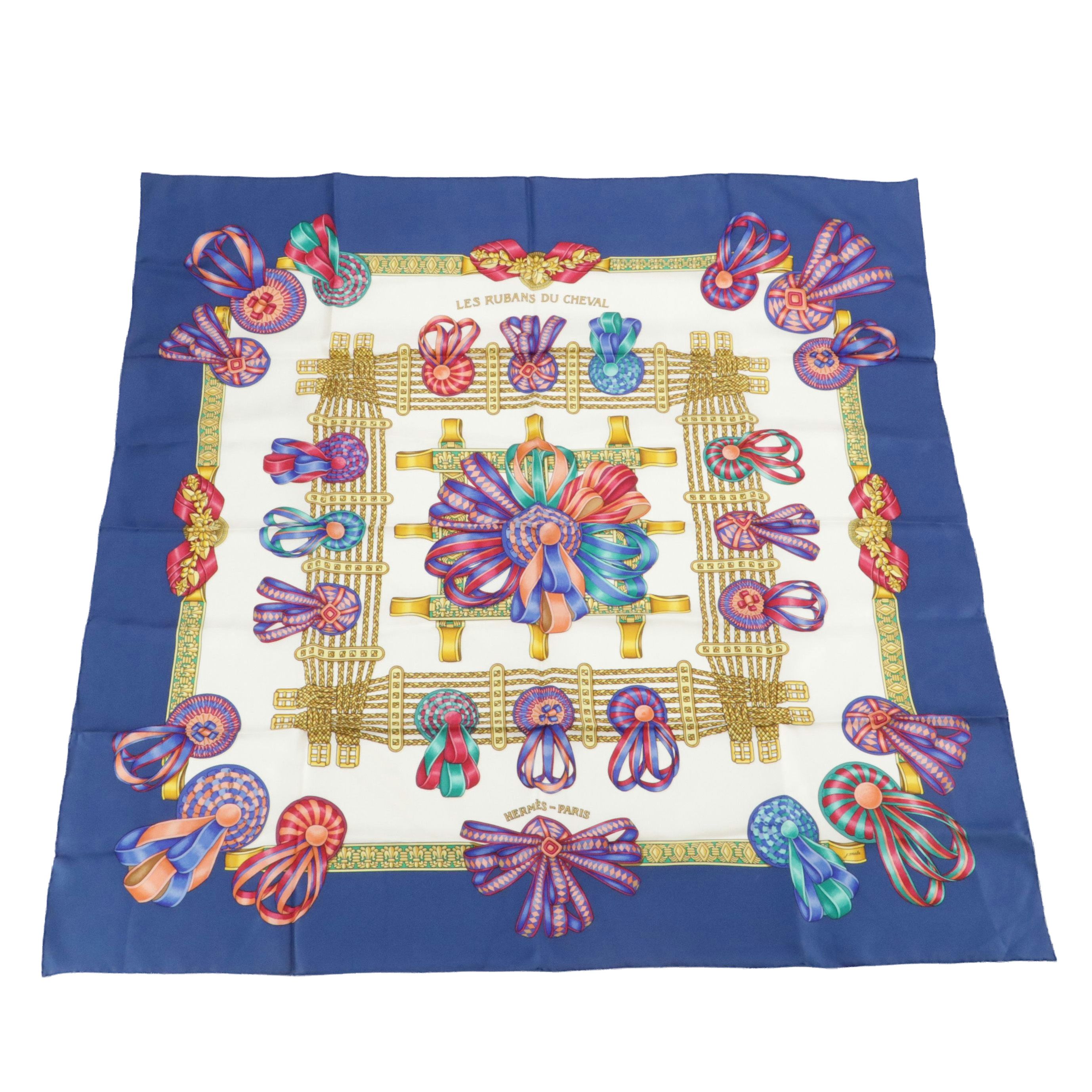 Hermès "Les Rubans du Cheval" Silk Twill Scarf 90
