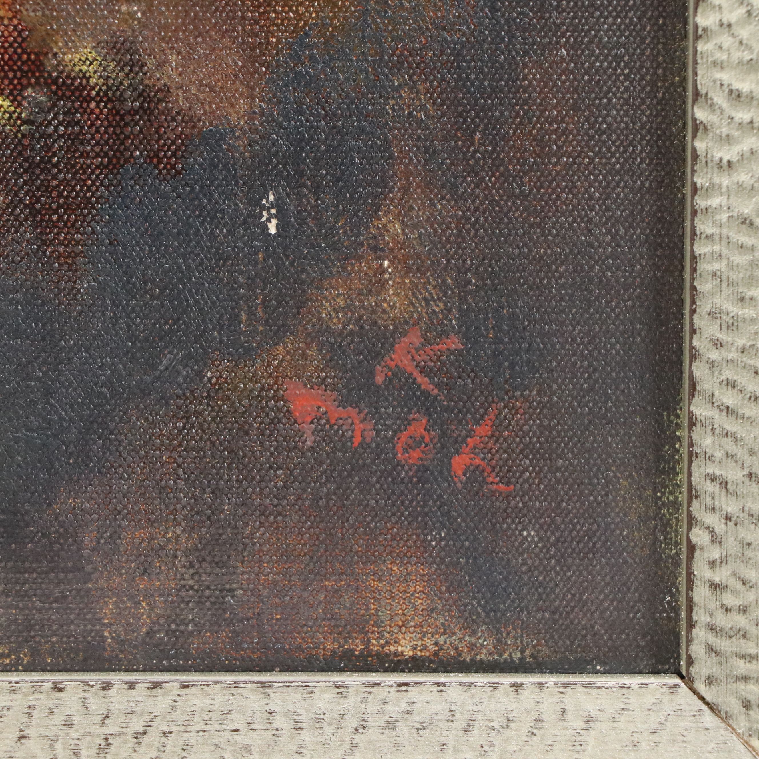 Kaiko Moti Cultivated Field Landscape Oil Painting, Late 20th Century