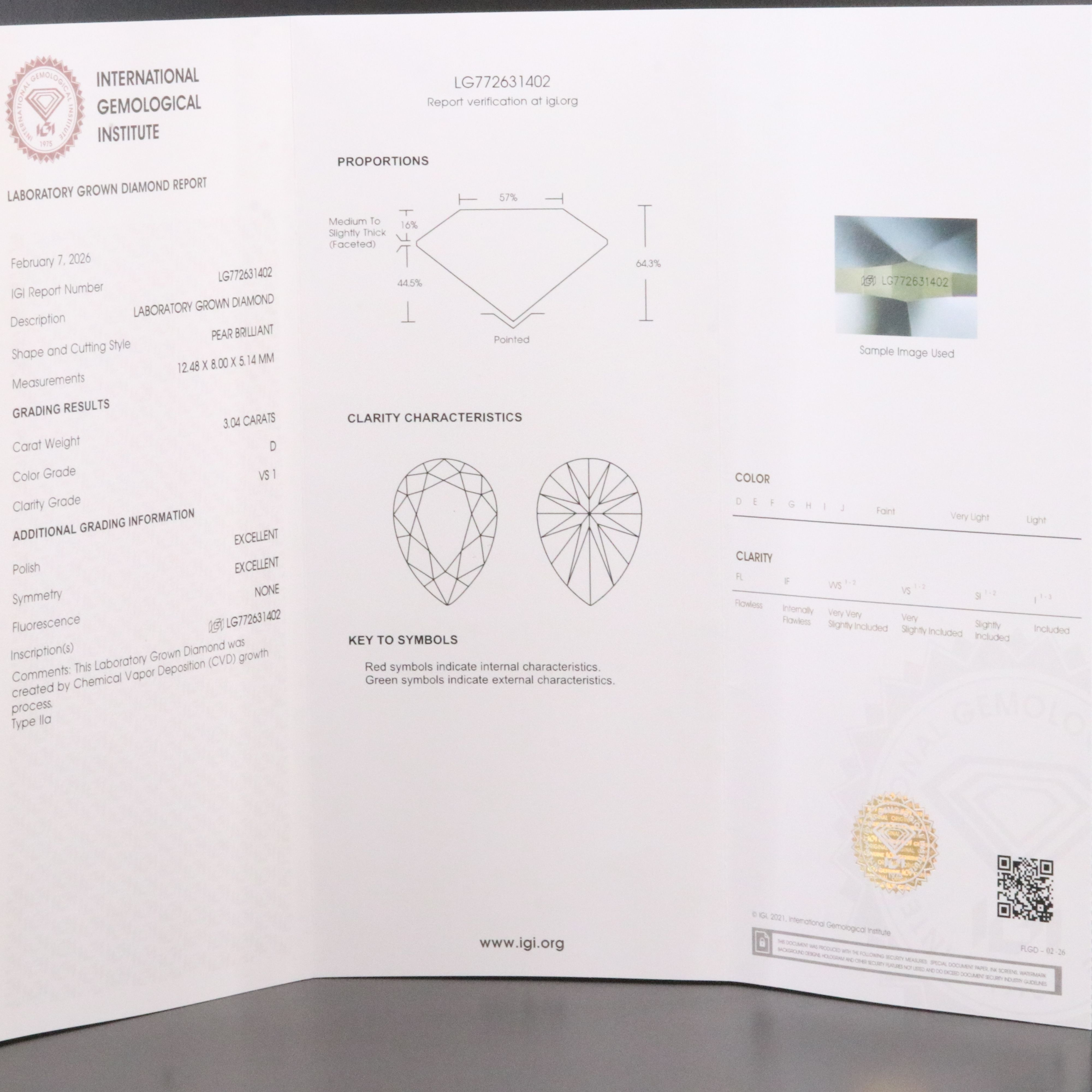 14K 3.35 CTW Lab Grown Diamond Ring with IGI Report