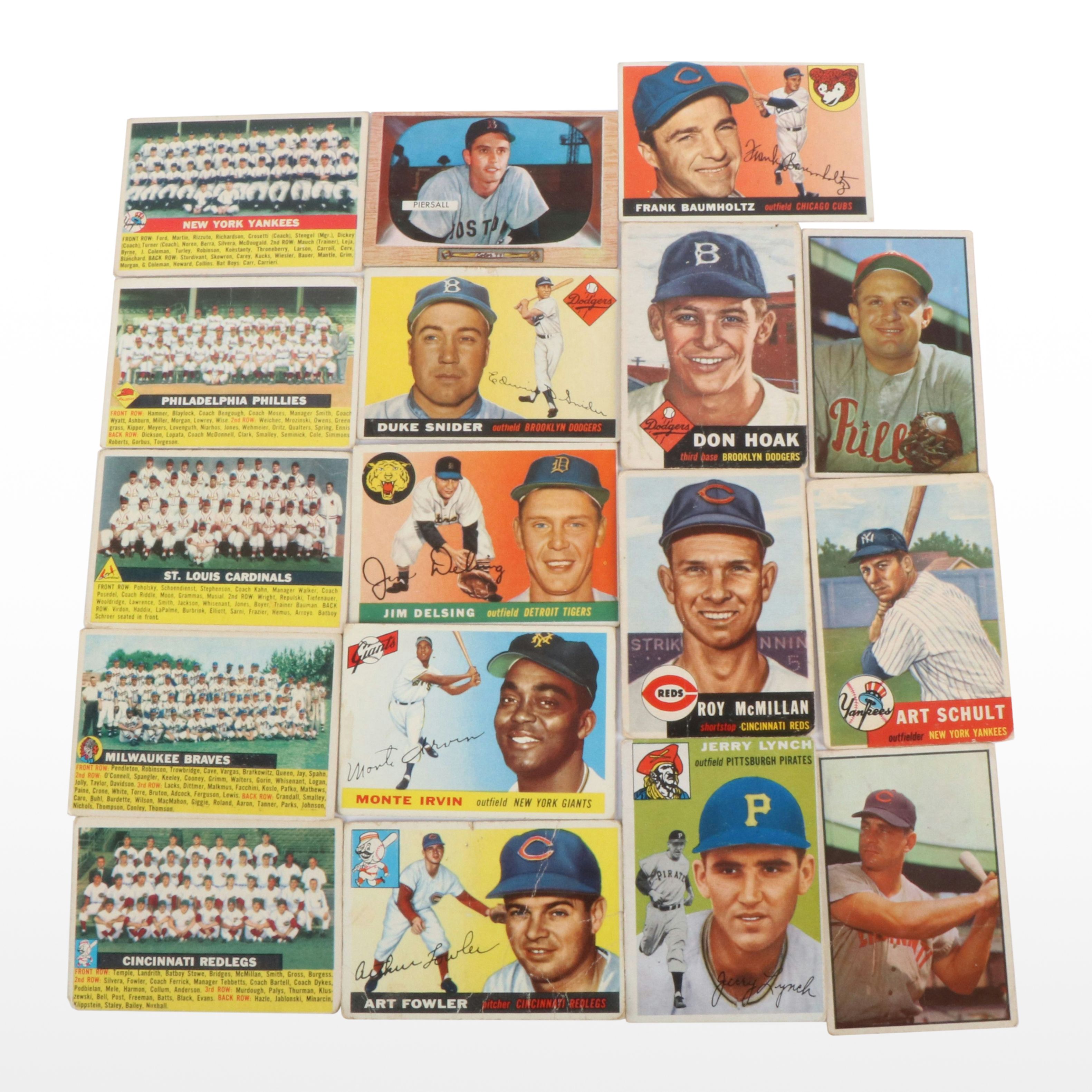 Topps and Bowman Baseball Cards with Duke Snider and Monte Irvin, 1950s