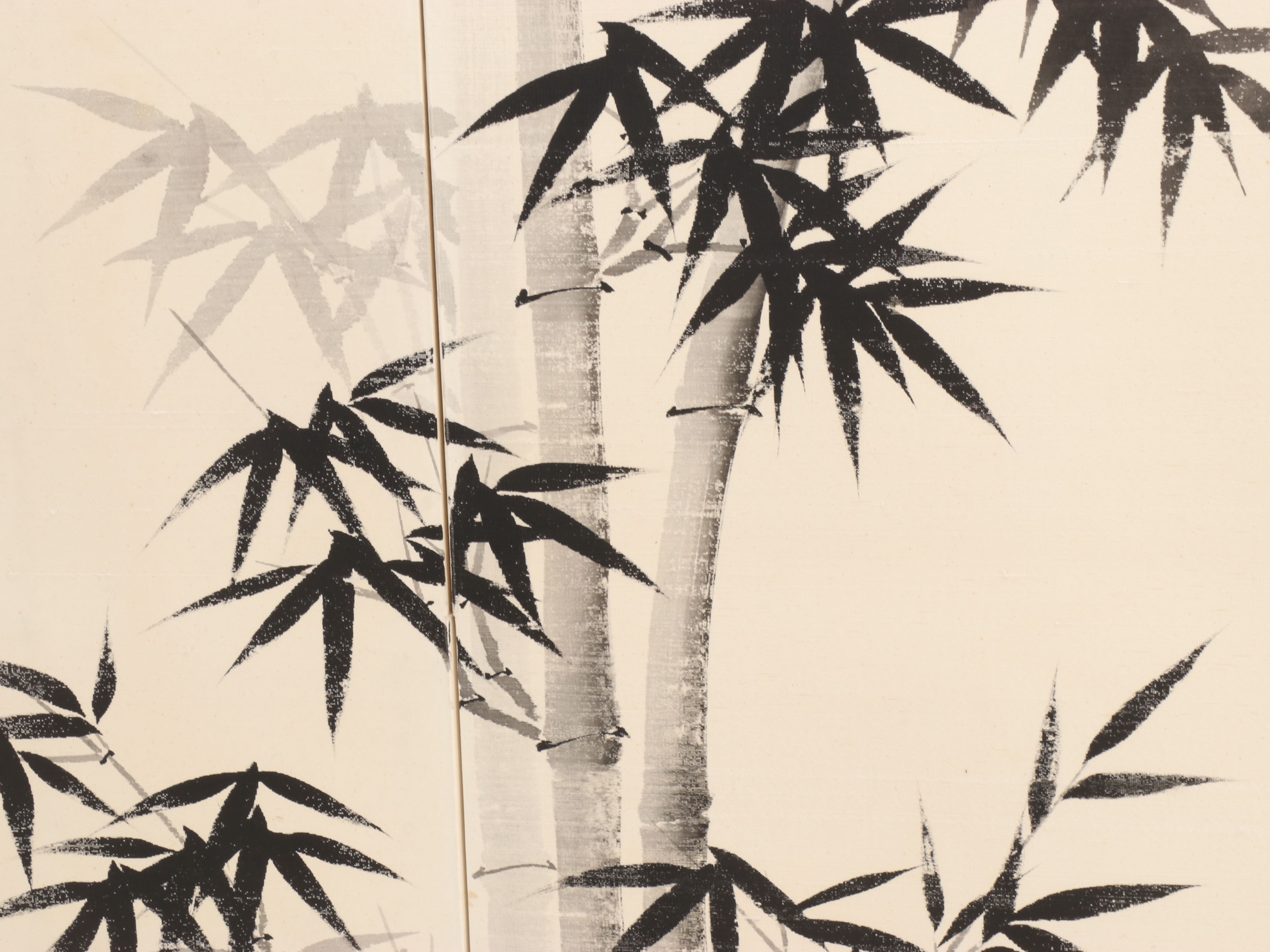 Japanese Four-Panel Ink Wash Painting Table Screen, Mid to Late 20th Century