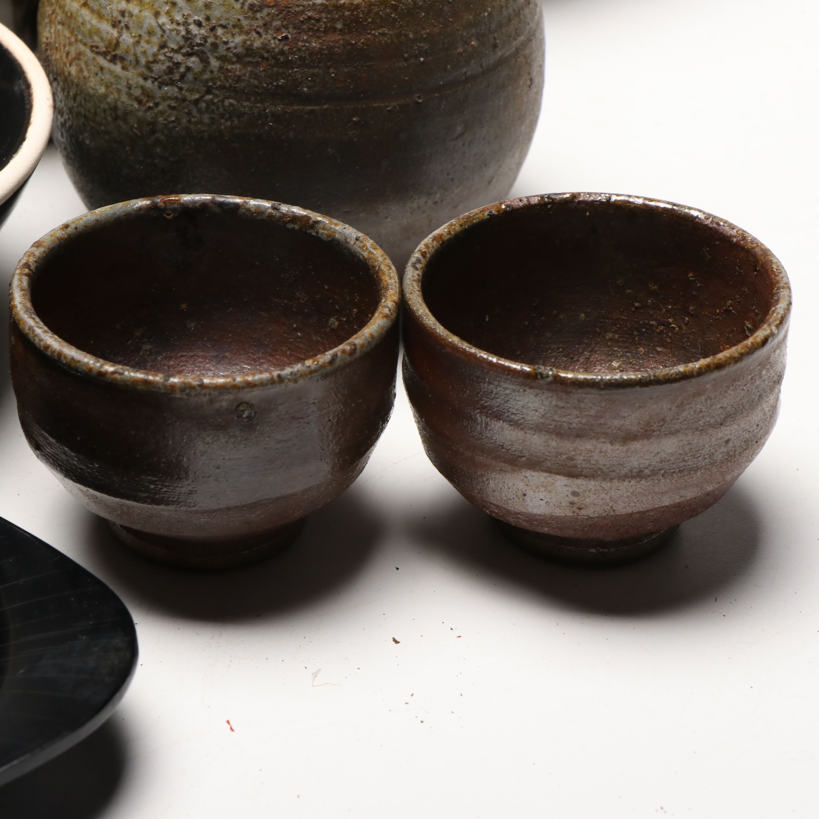 Japanese Ceramic Bottle with Other Tableware
