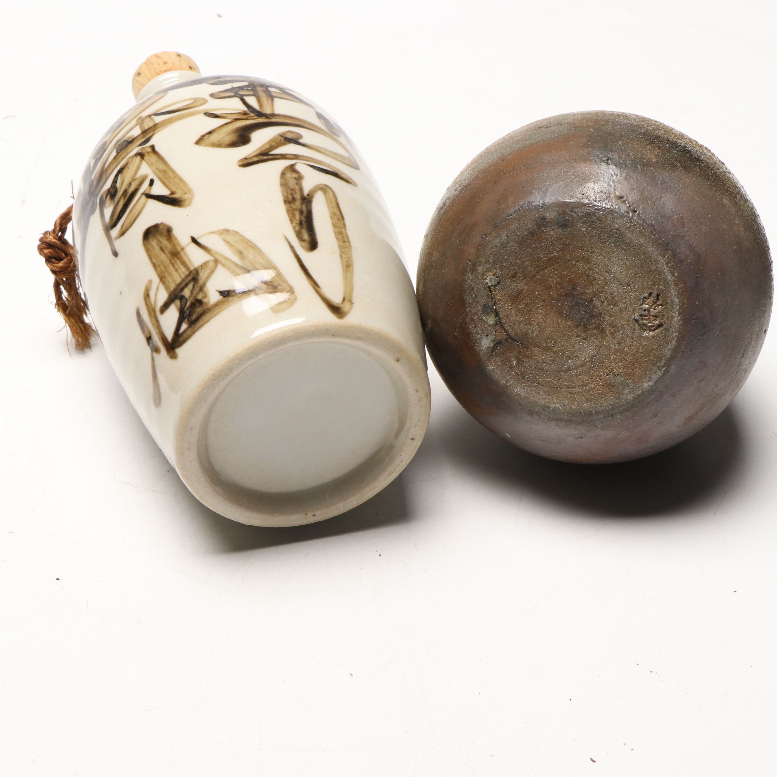 Japanese Ceramic Bottle with Other Tableware
